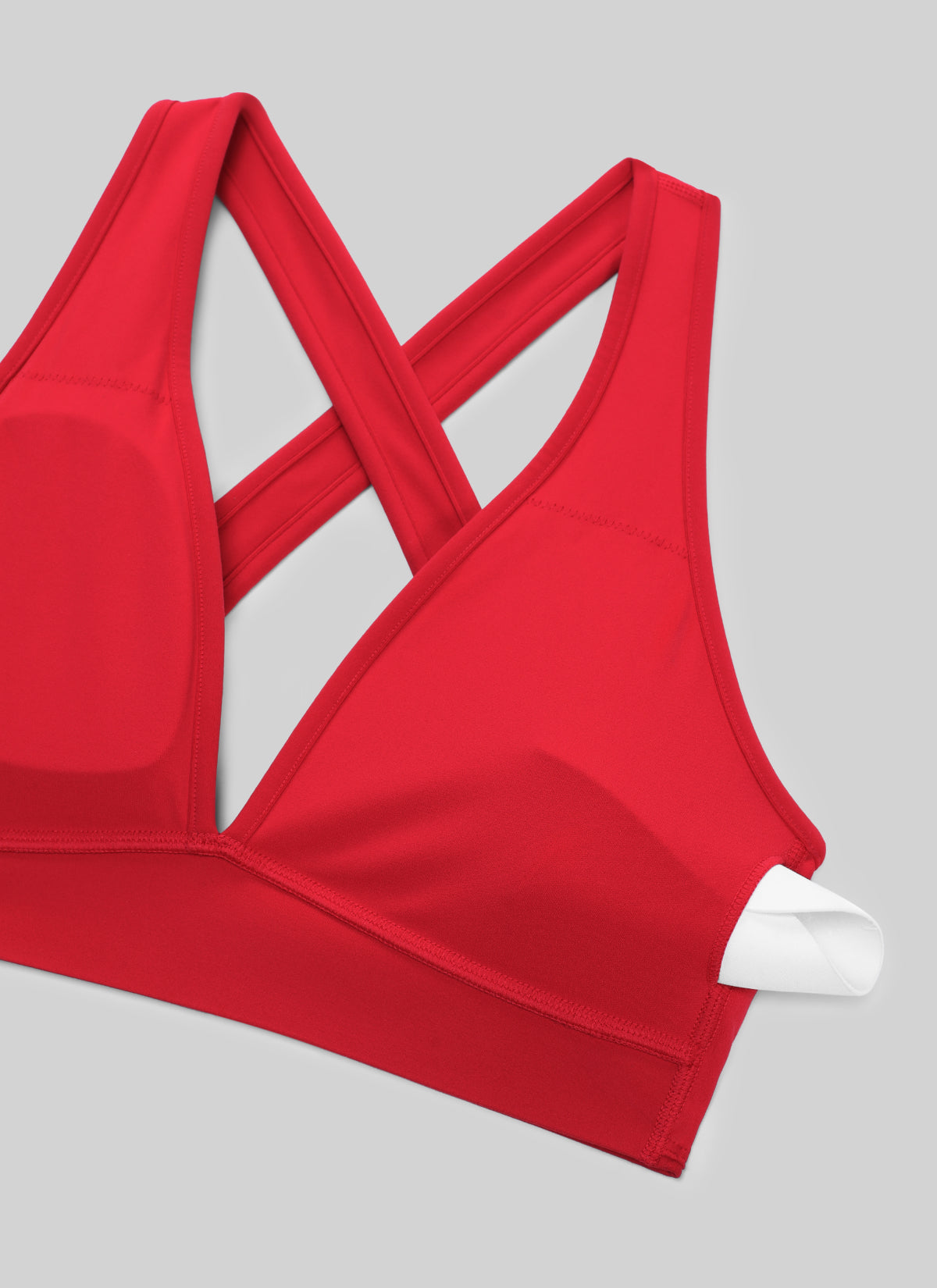 CRZ YOGA para mujer Butterlift® Sujetador deportivo de entrenamiento con escote en V profundo y espalda cruzada, Rojo Aurora