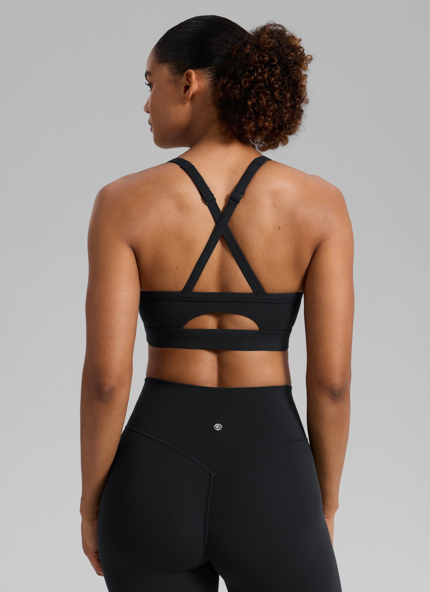 Sujetador deportivo de yoga Butterlift CRZ YOGA para mujer con cuello en U, espalda cruzada y abertura, Negro