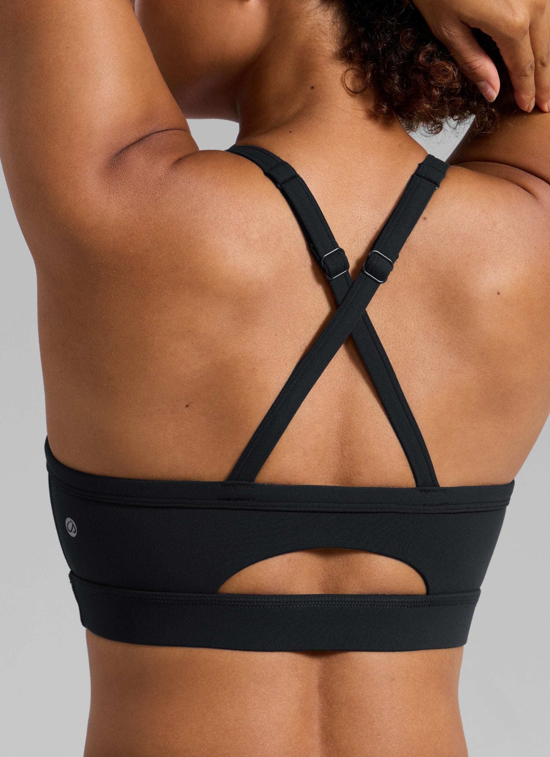 Sujetador deportivo de yoga Butterlift CRZ YOGA para mujer con cuello en U, espalda cruzada y abertura, Negro