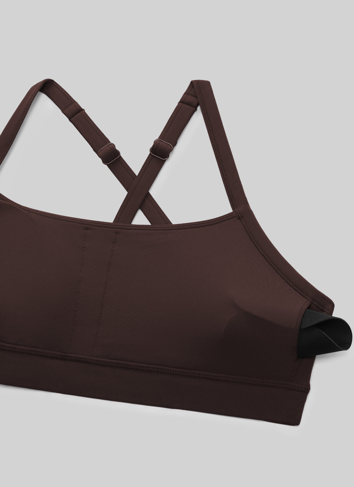 CRZ YOGA Sujetador Deportivo de Yoga Butterlift de Cuello en U con Espalda Cruzada y Abertura de Mujer Hot Fudge Brown