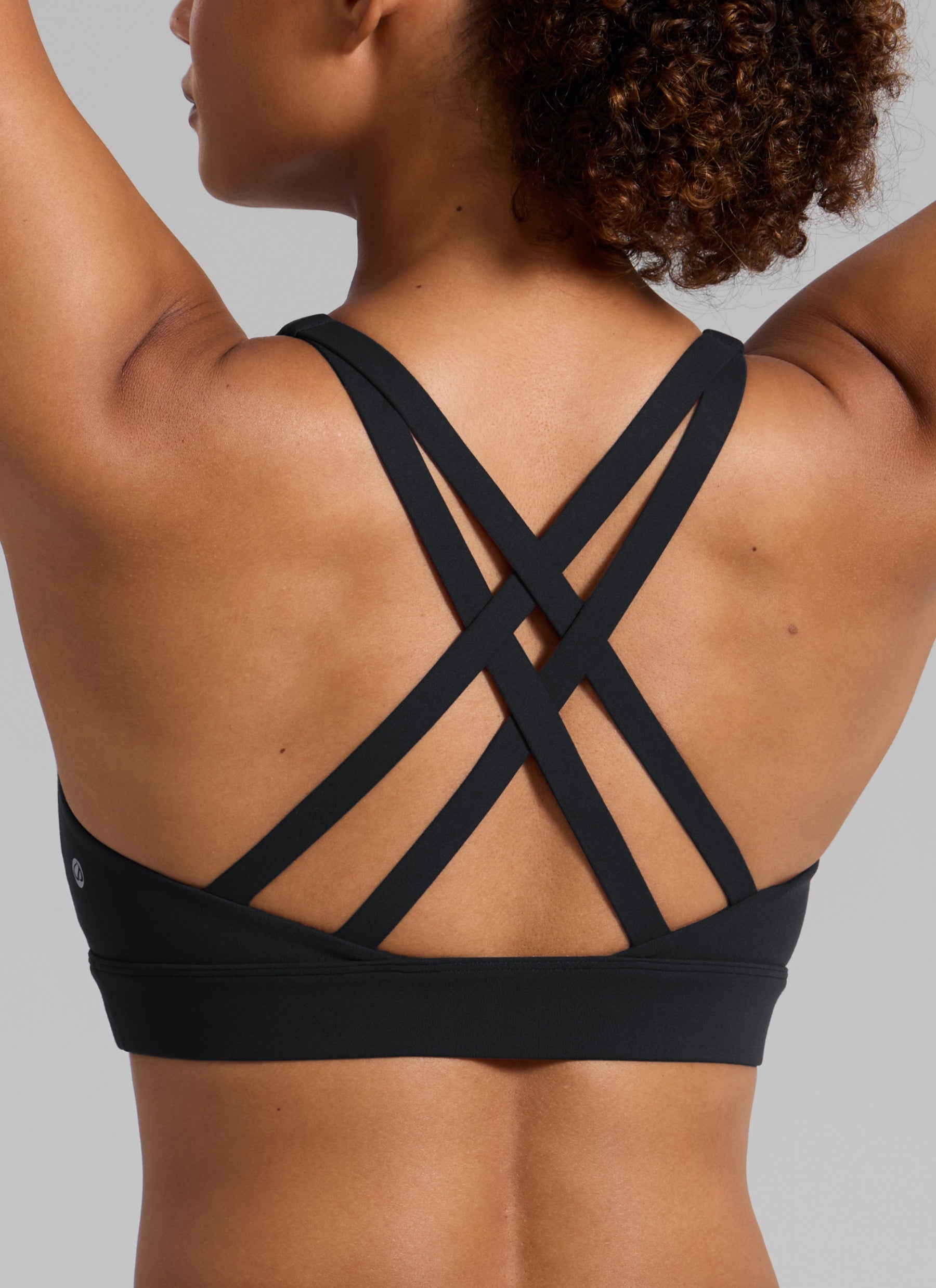 CRZ YOGA Women's Butterlift® Workout Crewneck Cross Back Sports Bra Black