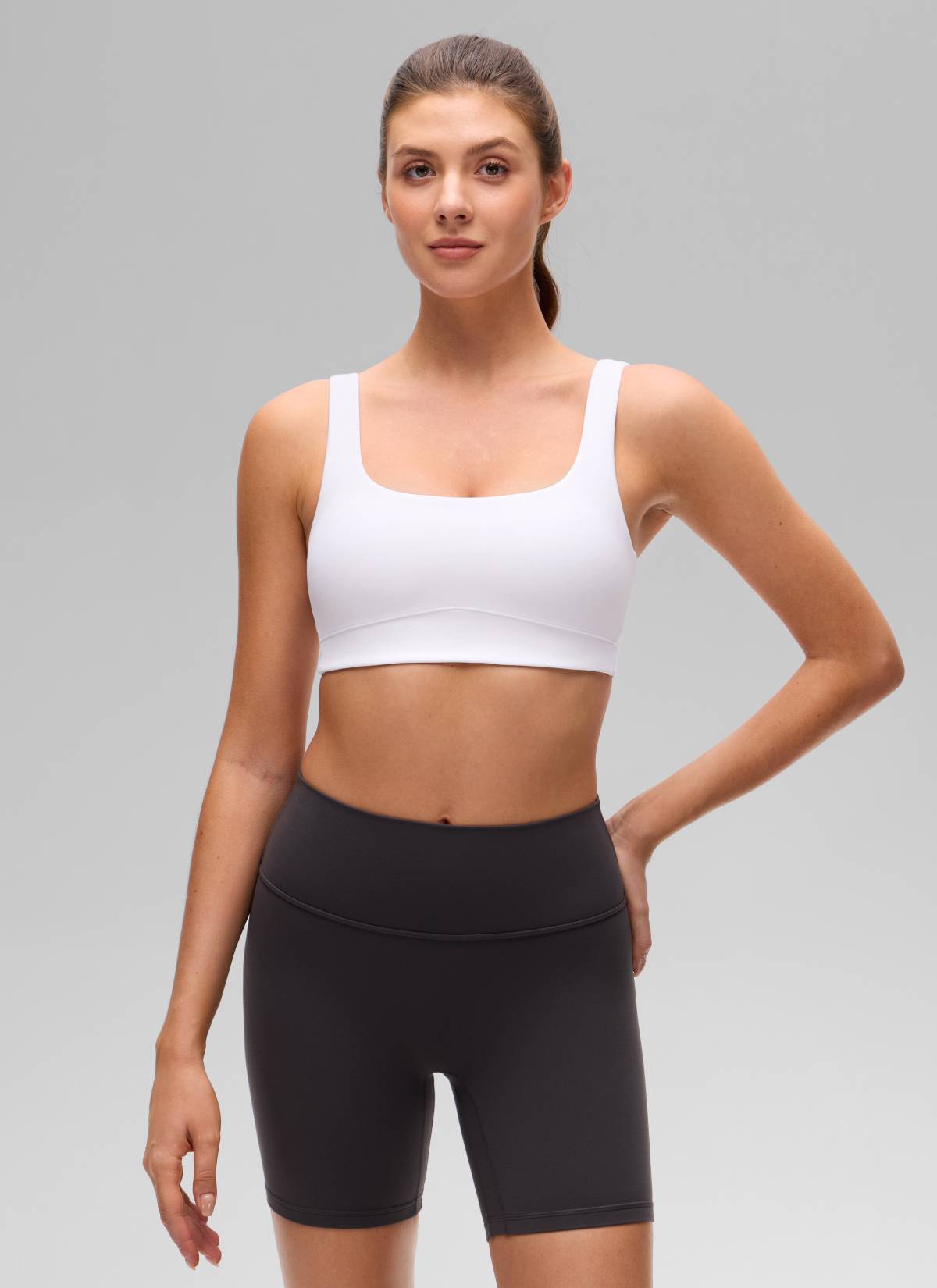 CRZ YOGA Damen-Sport-BH „ Butterluxe “ mit U-Rücken, leichte Stützkraft, weiß