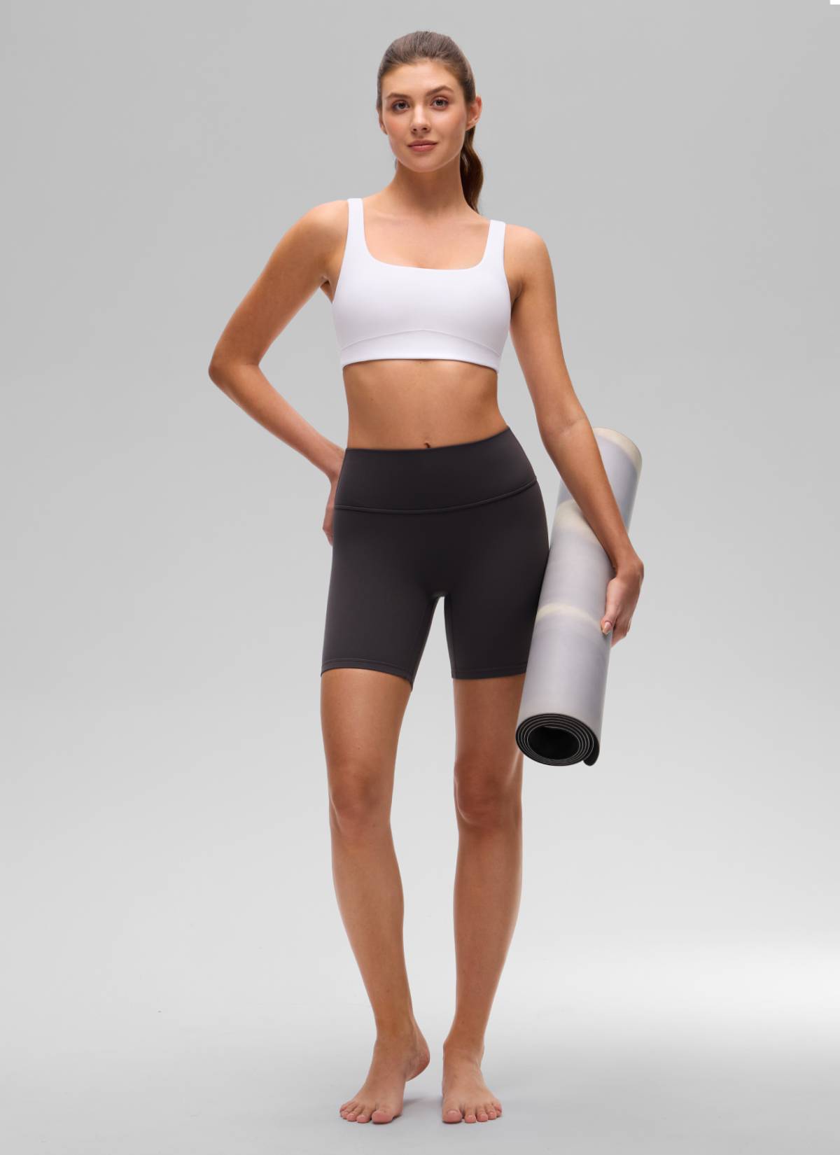 CRZ YOGA Damen-Sport-BH „ Butterluxe “ mit U-Rücken, leichte Stützkraft, weiß