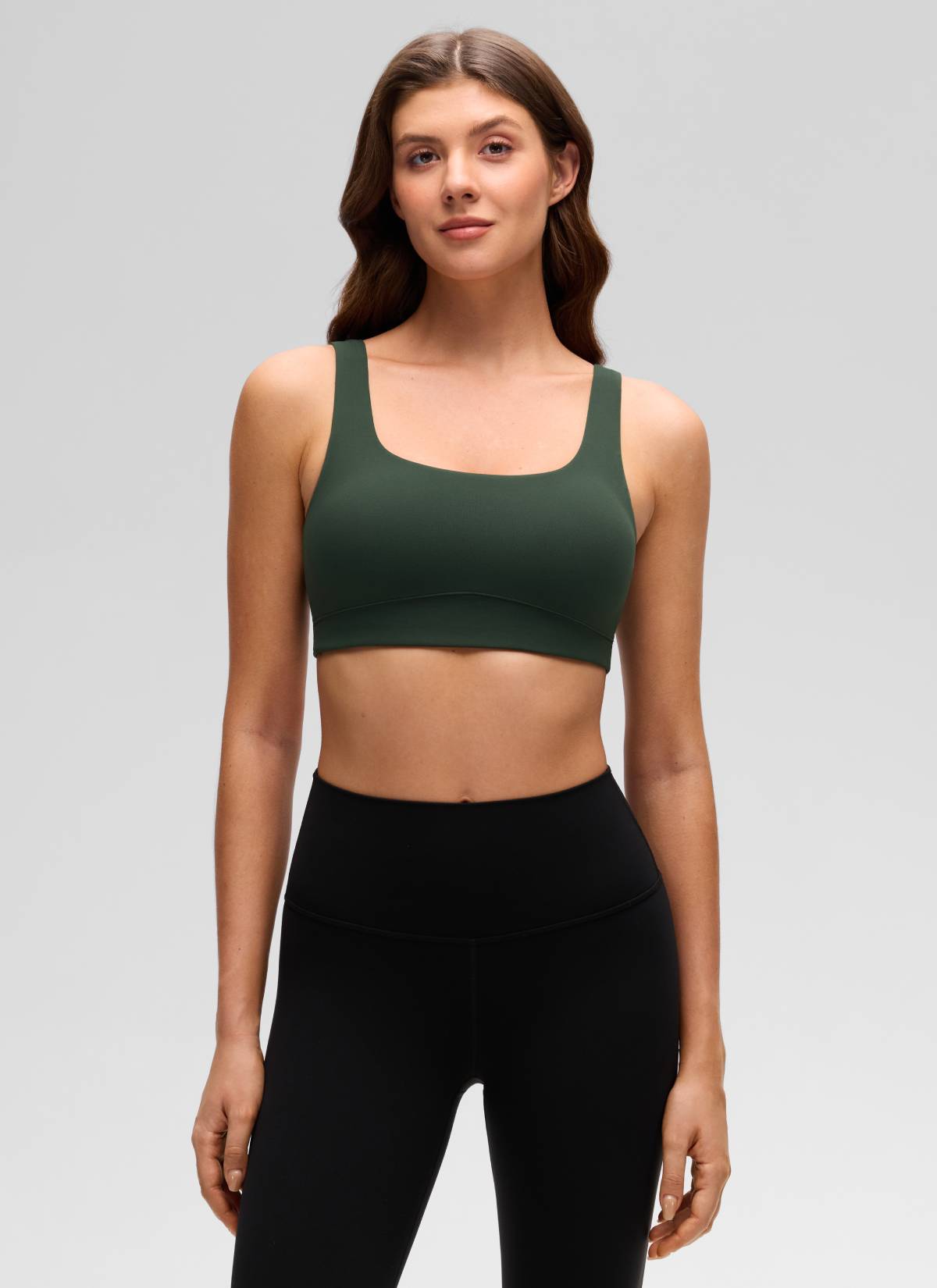 CRZ YOGA Women's Butterluxe Yoga U Back Sports Bra Light Support Legend Green @model_info:Gelya