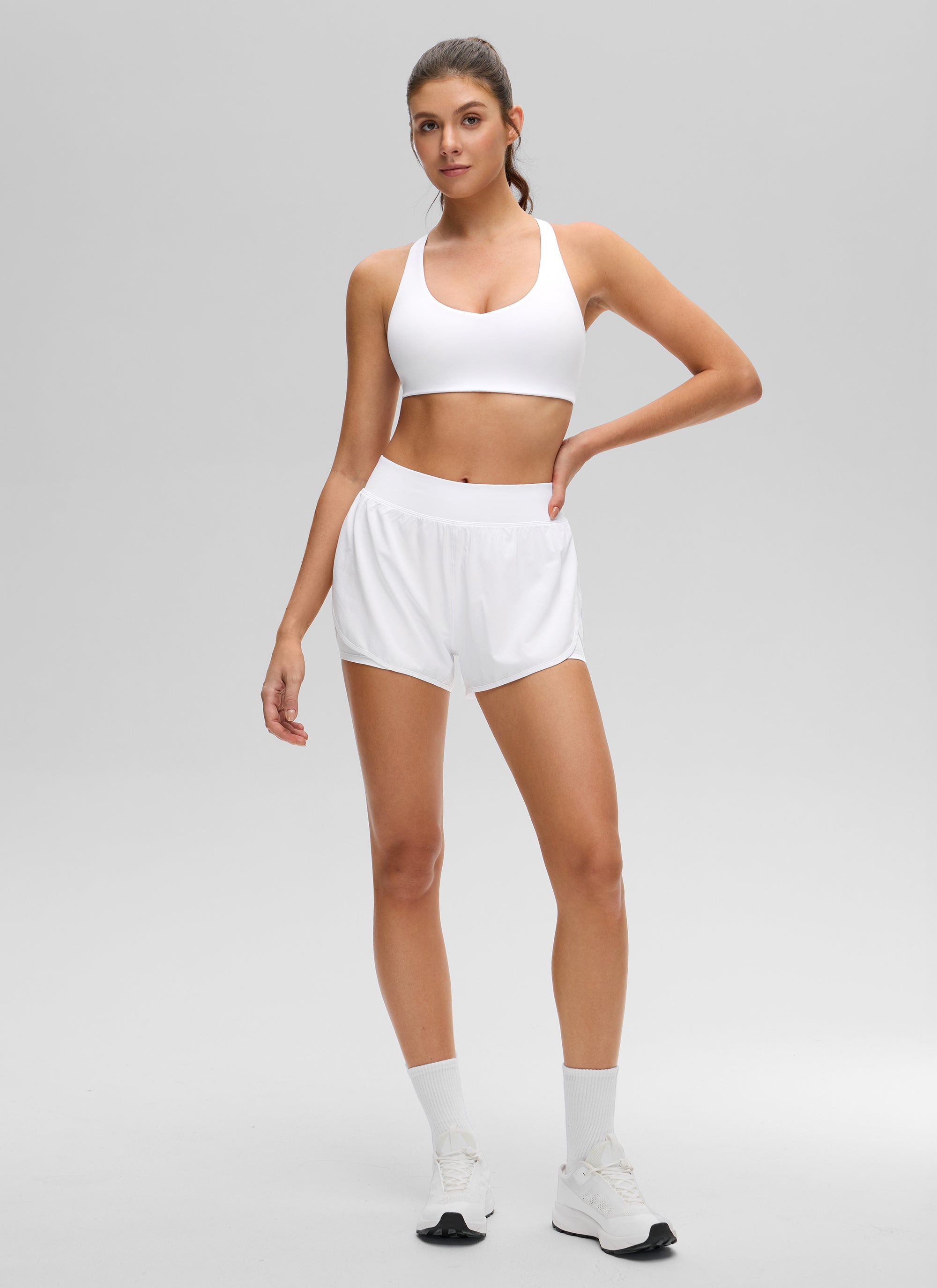 CRZ YOGA da Donna Butterluxe Reggiseno Sportivo Integrato con Scollo a V e Schiena da Atleta per Yoga Bianco
