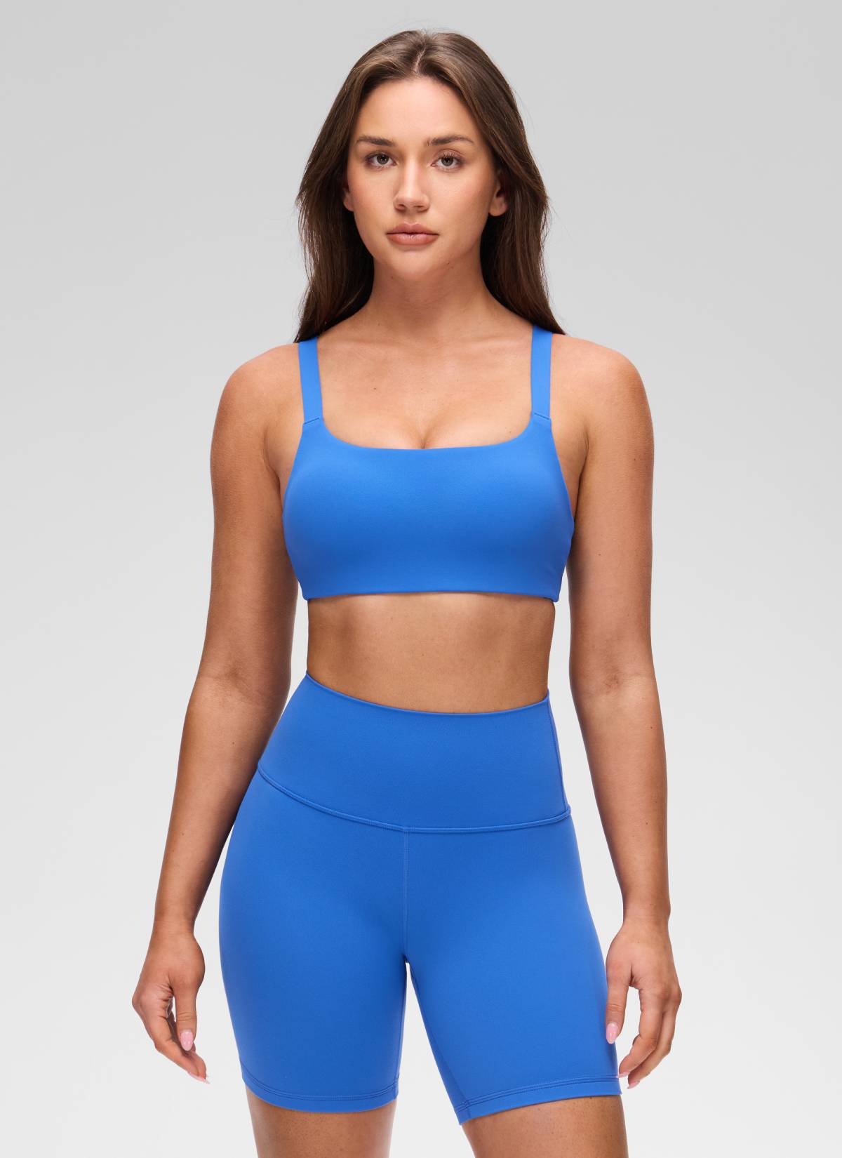 CRZ YOGA Damen Butterluxe Yoga Sport-BH mit U-Ausschnitt und quadratischem Rücken, Sparkle Blue