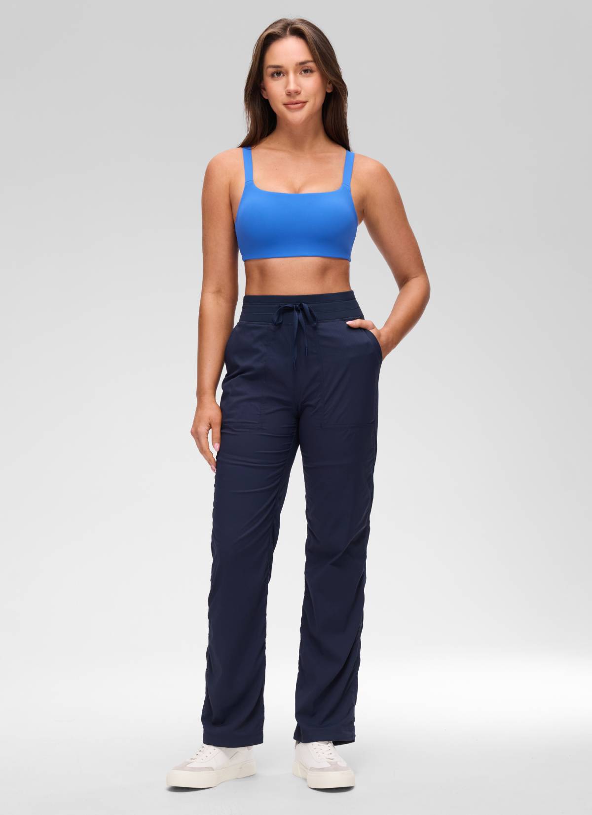 CRZ YOGA Damen Butterluxe Yoga Sport-BH mit U-Ausschnitt und quadratischem Rücken, Sparkle Blue