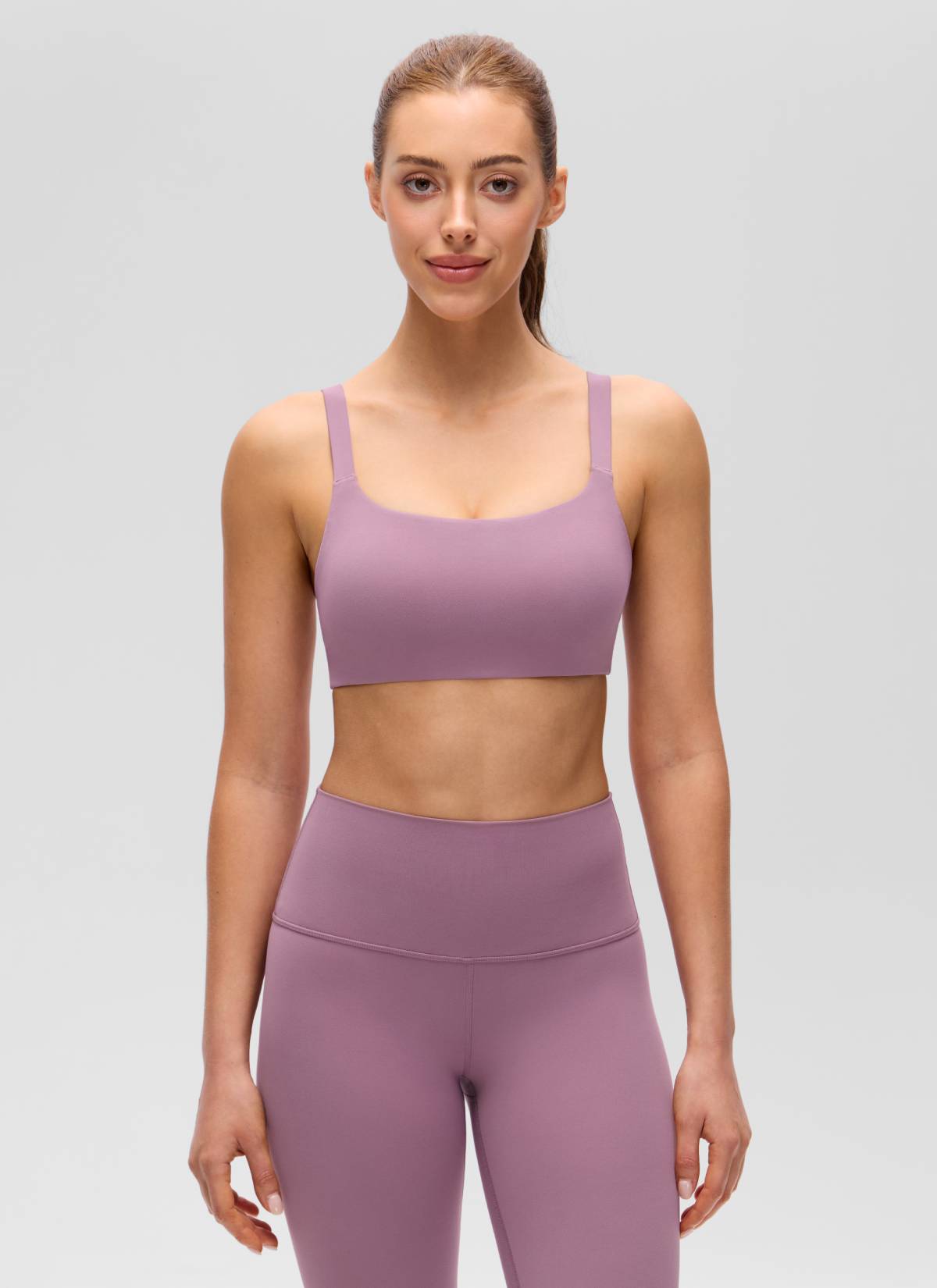 CRZ YOGA Damen Butterluxe Yoga Sport-BH mit U-Ausschnitt und quadratischem Rücken, Helllavendel