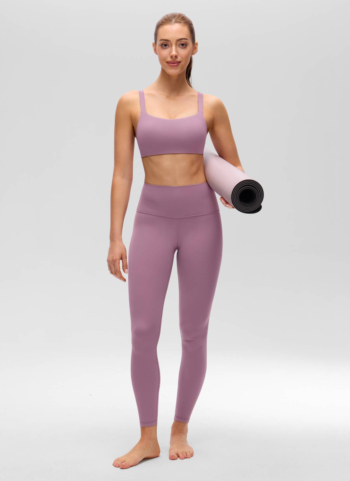 CRZ YOGA Damen Butterluxe Yoga Sport-BH mit U-Ausschnitt und quadratischem Rücken, Helllavendel
