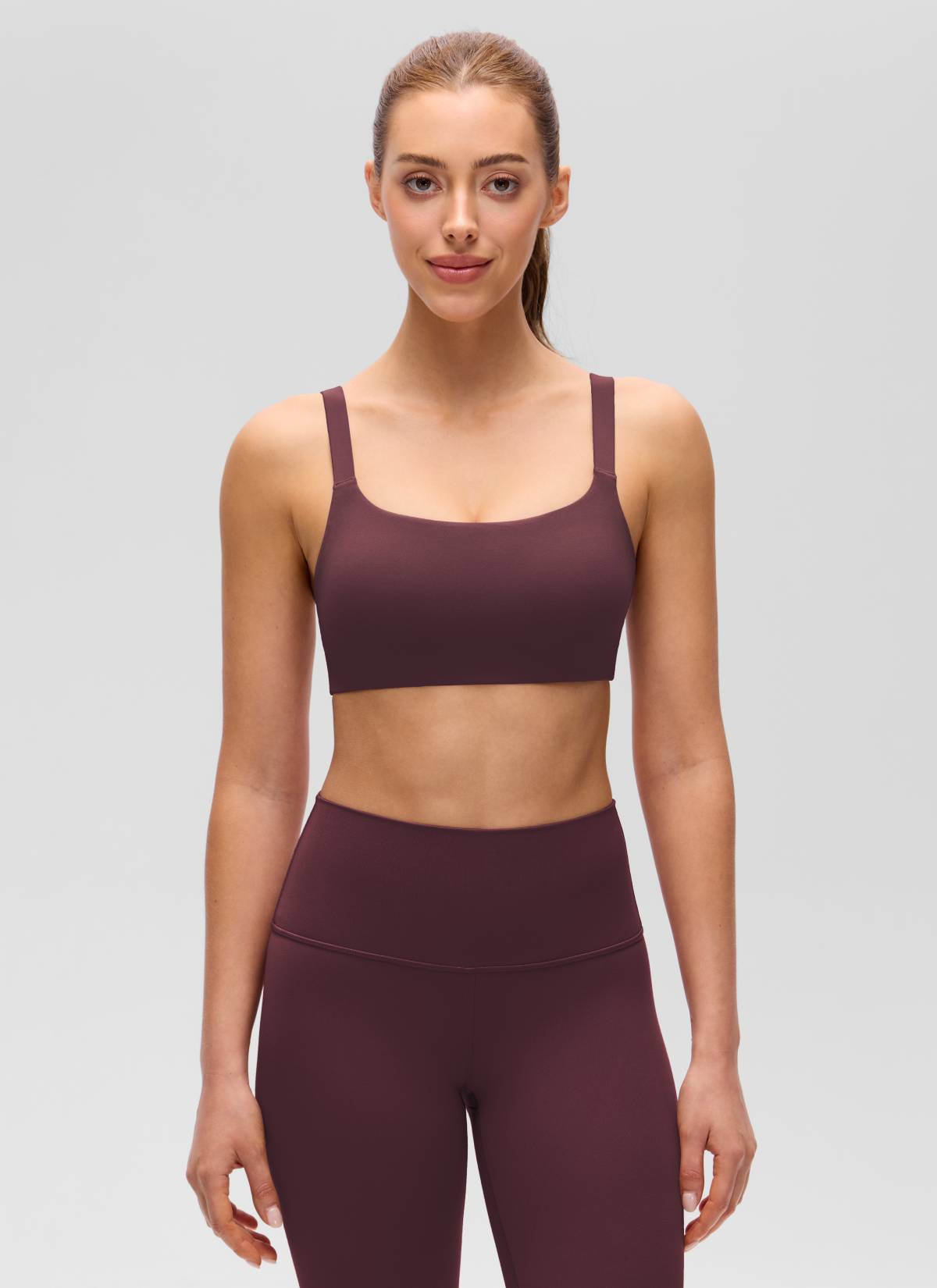 CRZ YOGA Damen Butterluxe Yoga Sport-BH mit U-Ausschnitt und quadratischem Rücken, Ripe Plum