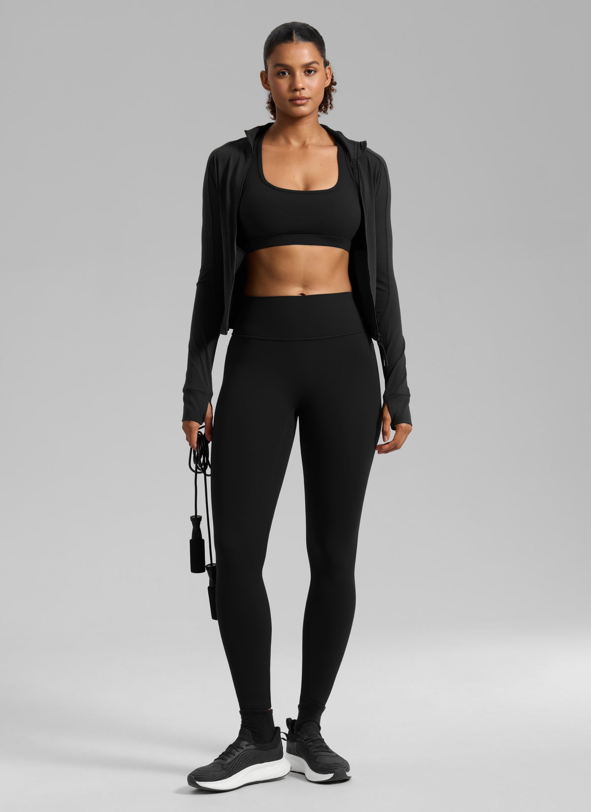 CRZ YOGA Women's Butterlift Yoga U Neck Racerback Keyhole Sports Bra Black @model_info:Barbara