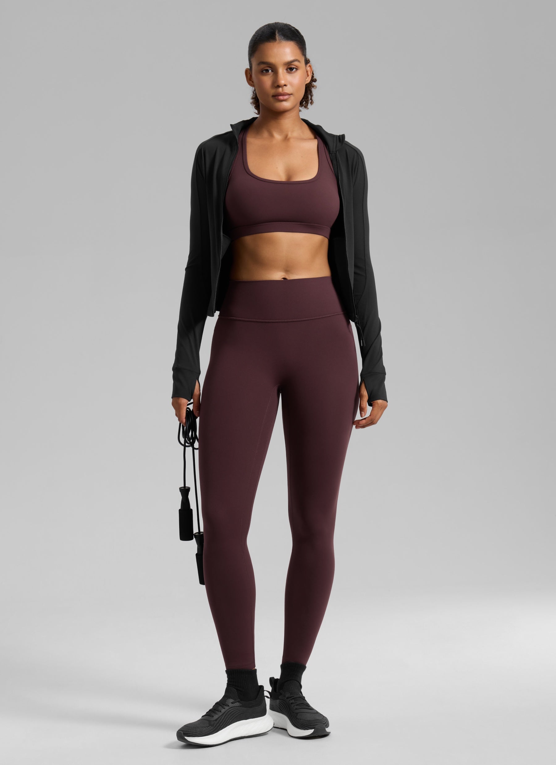 CRZ YOGA para Mujer, Sujetador Deportivo Butterlift de Yoga con Cuello en U, Espalda Deportiva con Abertura, Ciruela Madura