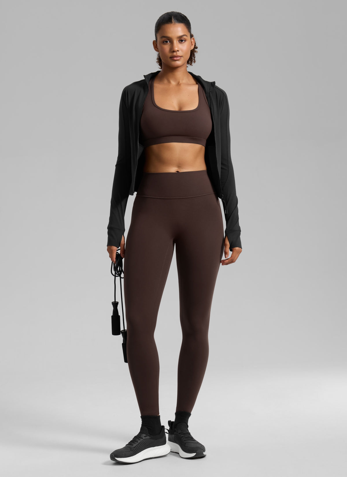CRZ YOGA Women's Butterlift Yoga U Neck Racerback Keyhole Sports Bra Hot Fudge Brown @model_info:Barbara