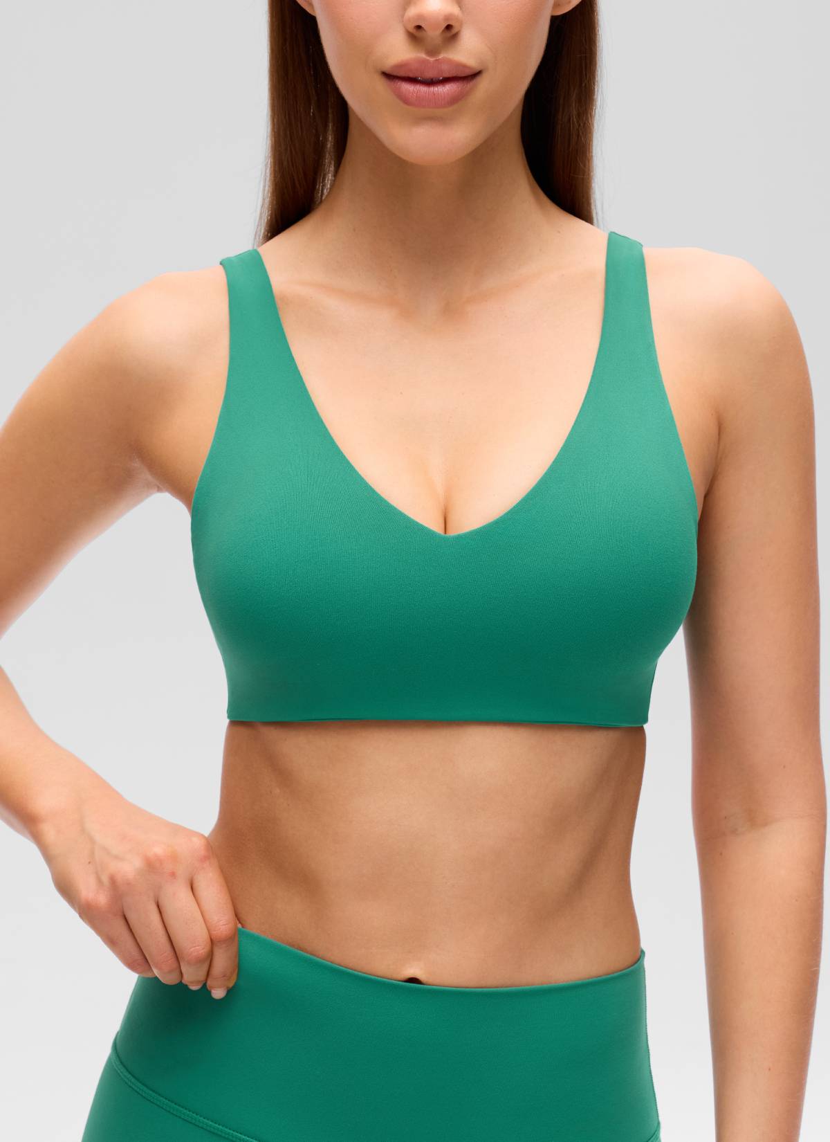 Soutien-gorge de sport de yoga Butterluxe à dos en U et à maintien léger CRZ YOGA pour femme, Cascadia Green