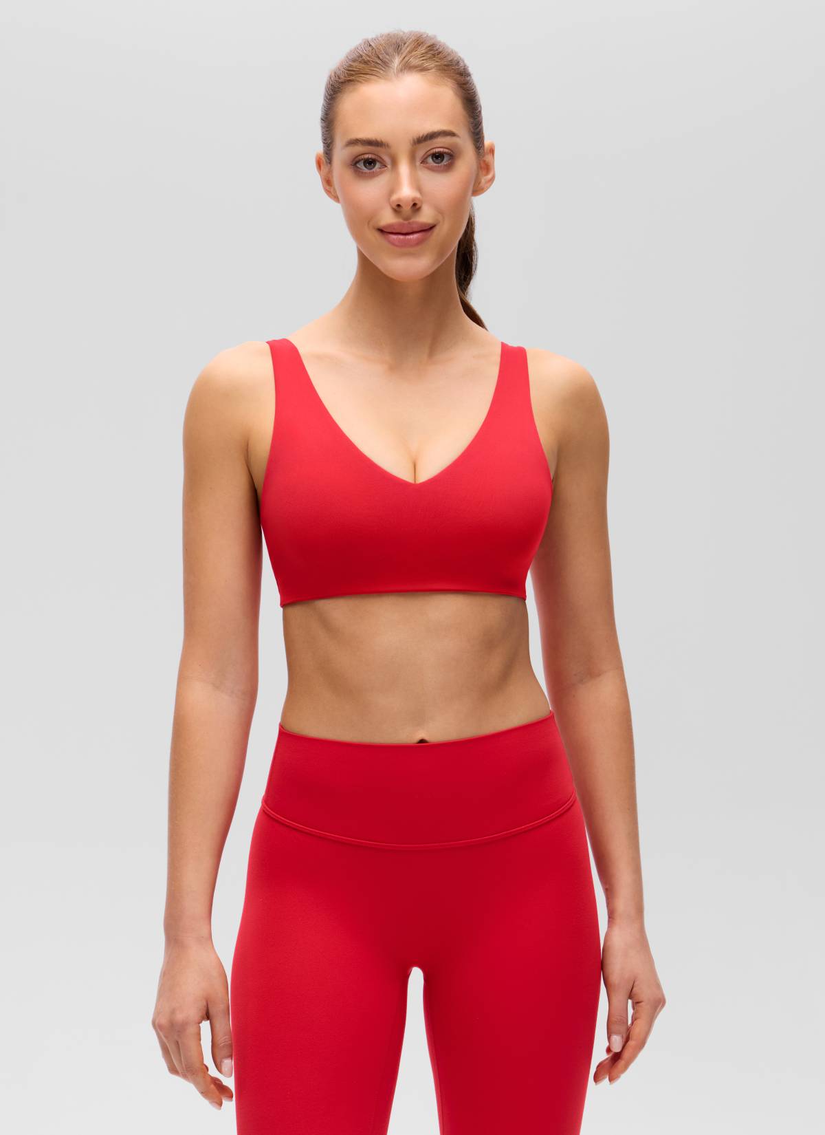 Brassière de sport de yoga à dos en U Butterluxe pour femme CRZ YOGA - Soutien léger Rouge aurore