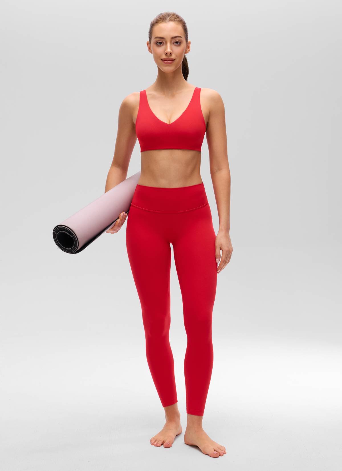 Brassière de sport de yoga à dos en U Butterluxe pour femme CRZ YOGA - Soutien léger Rouge aurore