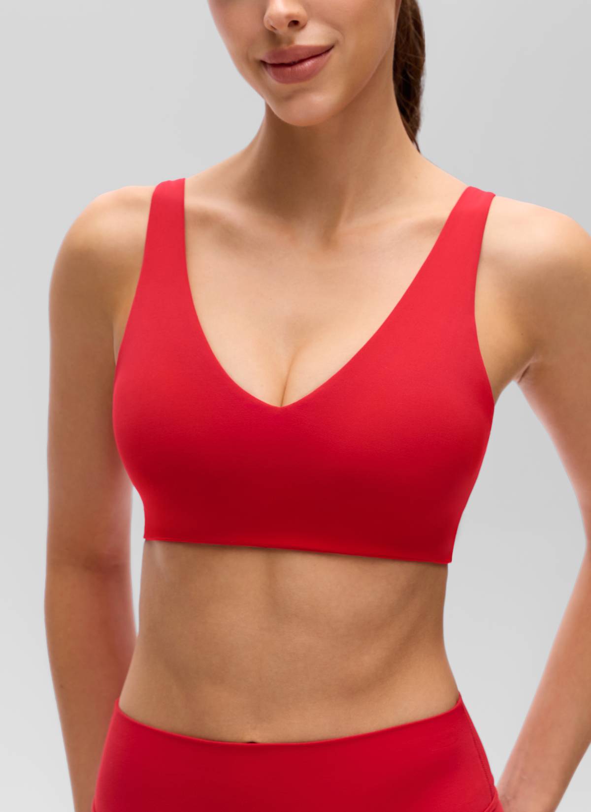 Brassière de sport de yoga à dos en U Butterluxe pour femme CRZ YOGA - Soutien léger Rouge aurore