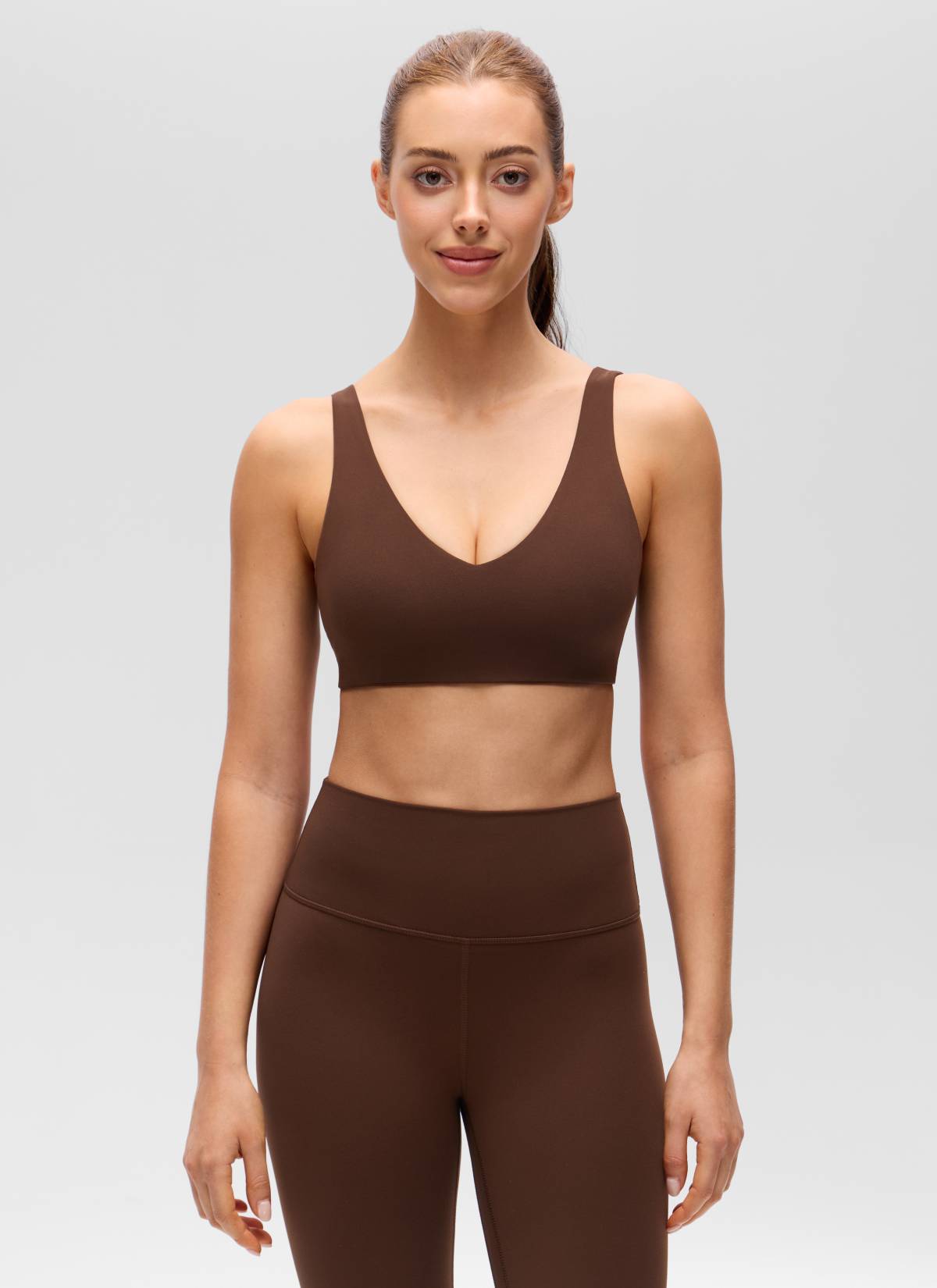Brassière de sport de yoga à dos en U Butterluxe pour femme CRZ YOGA - Soutien léger Marron lave
