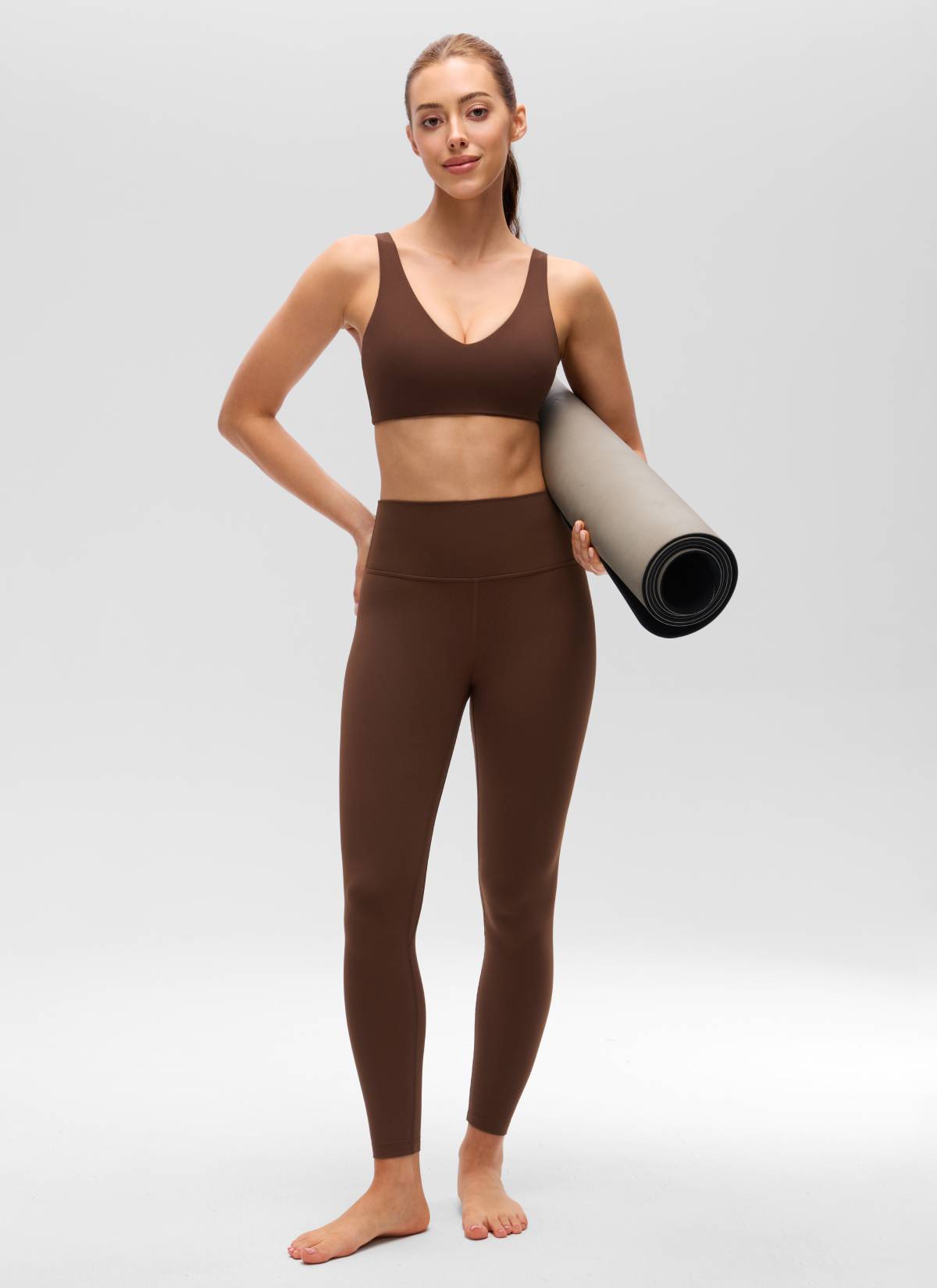 Brassière de sport de yoga à dos en U Butterluxe pour femme CRZ YOGA - Soutien léger Marron lave