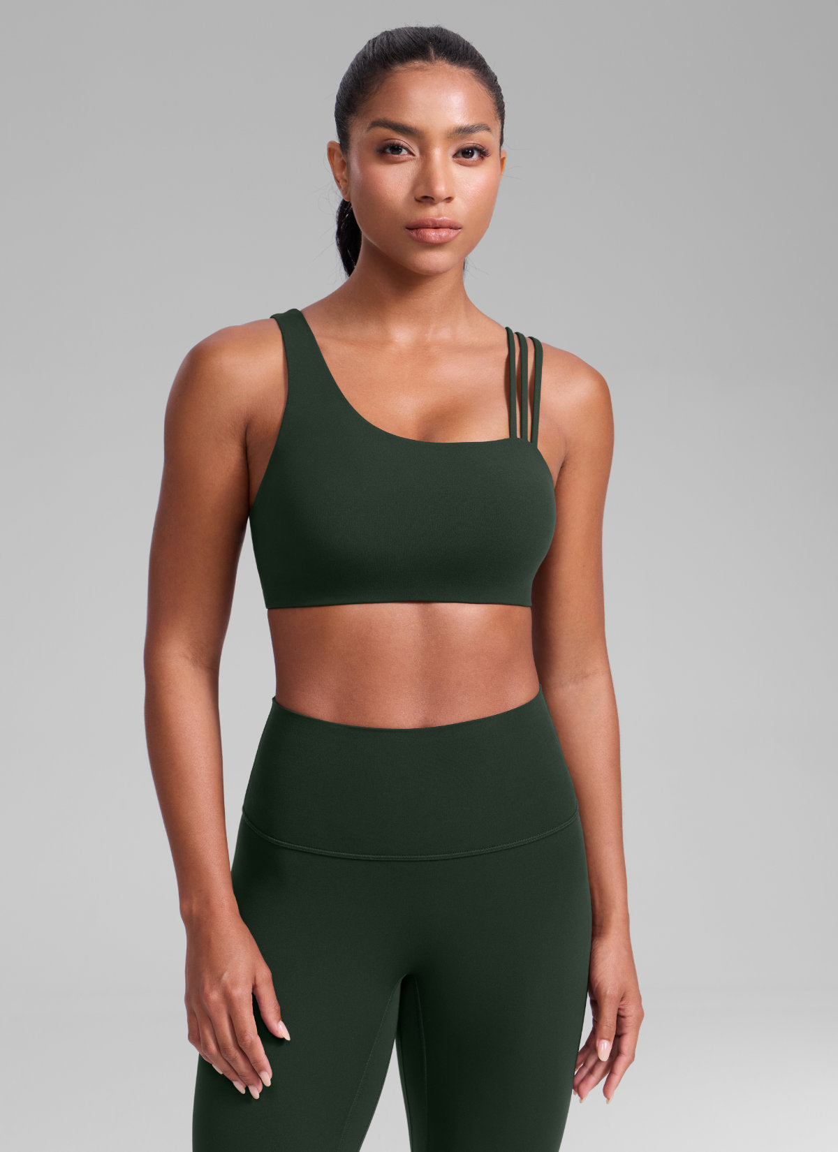 Women's Butterlift® Yoga Asymmetric Straps Sports Bra Medium Support Legend Green
