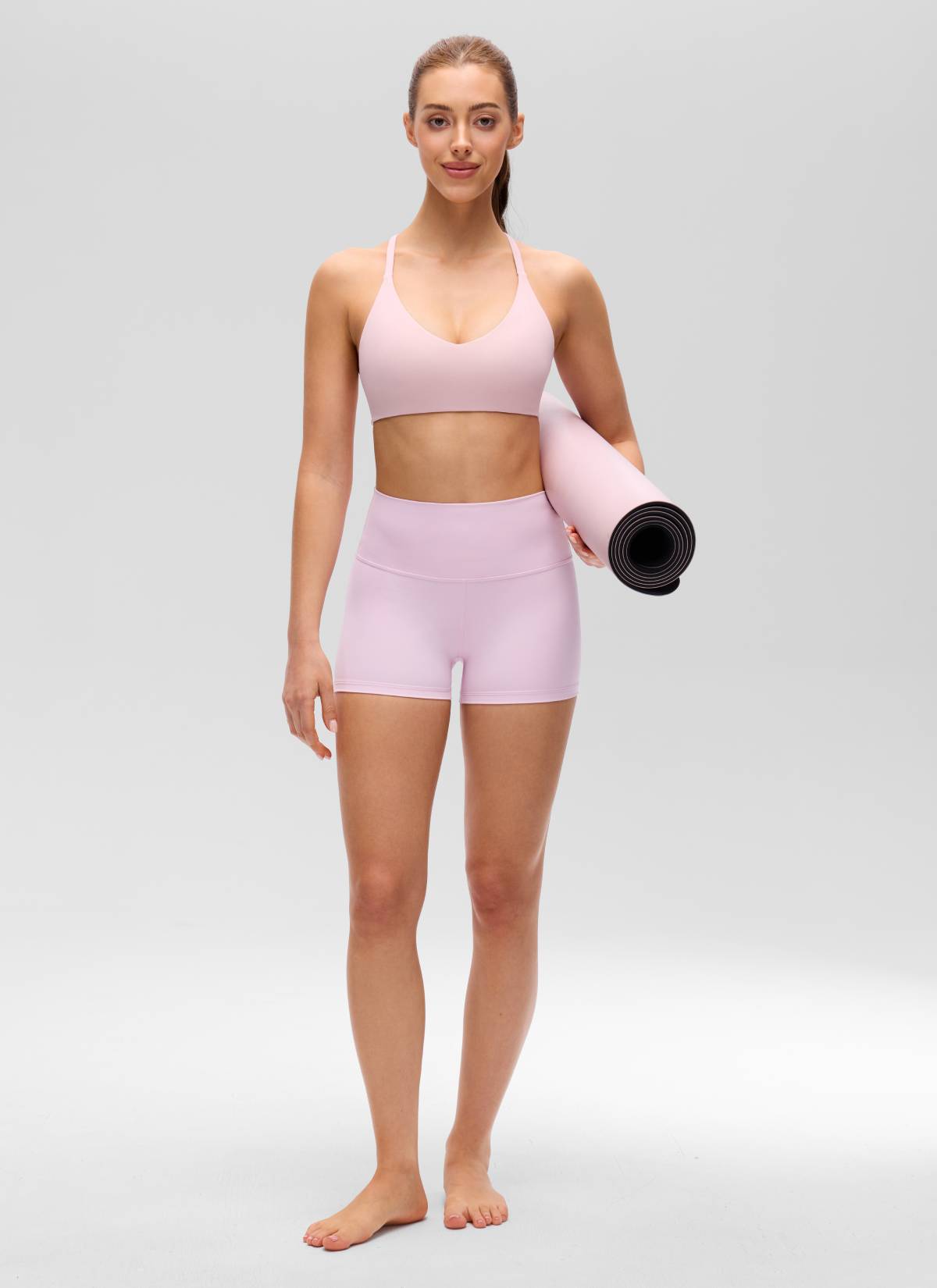 CRZ YOGA Damen Butterluxe Sport-BH mit V-Ausschnitt, Racerback und schmalen Trägern Pink Haze