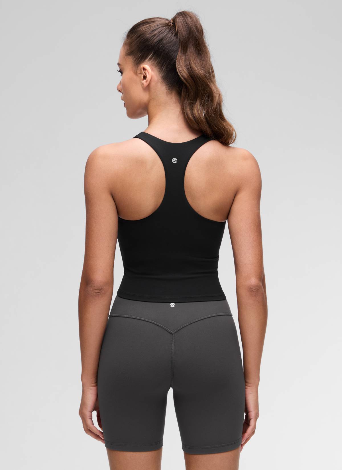 CRZ YOGA Women's Butterluxe Yoga V Neck RacerBack Built in Bra Tank Black @model_info:Maria