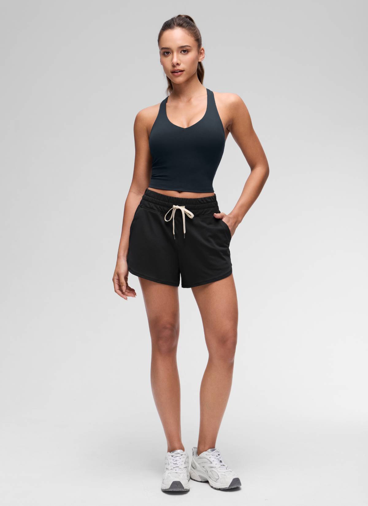 CRZ YOGA Damen- Butterluxe -Yoga-Tanktop mit V-Ausschnitt, Racerback und integriertem BH – True Navy