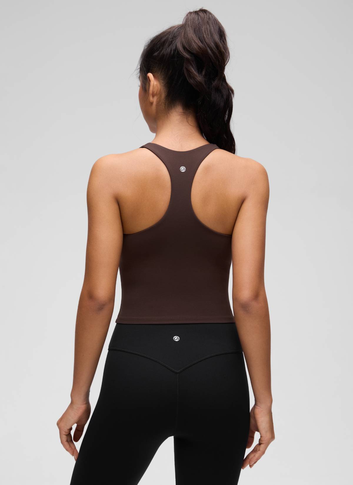 CRZ YOGA Women's Butterluxe Yoga V Neck RacerBack Built in Bra Tank Hot Fudge Brown @model_info:Liss
