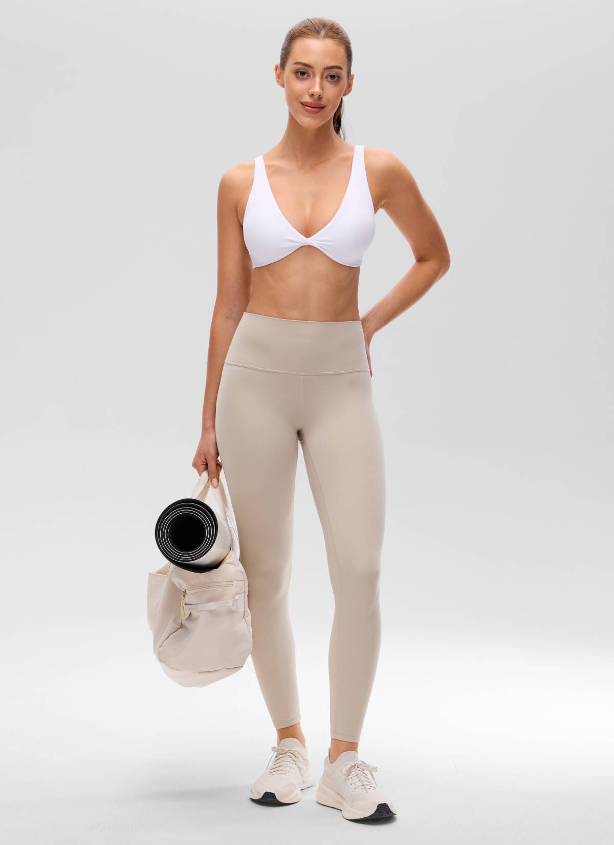 CRZ YOGA Reggiseno Sportivo Donna Butterluxe da Yoga con Scollo a V a Incrocio e Schiena a U Bianco