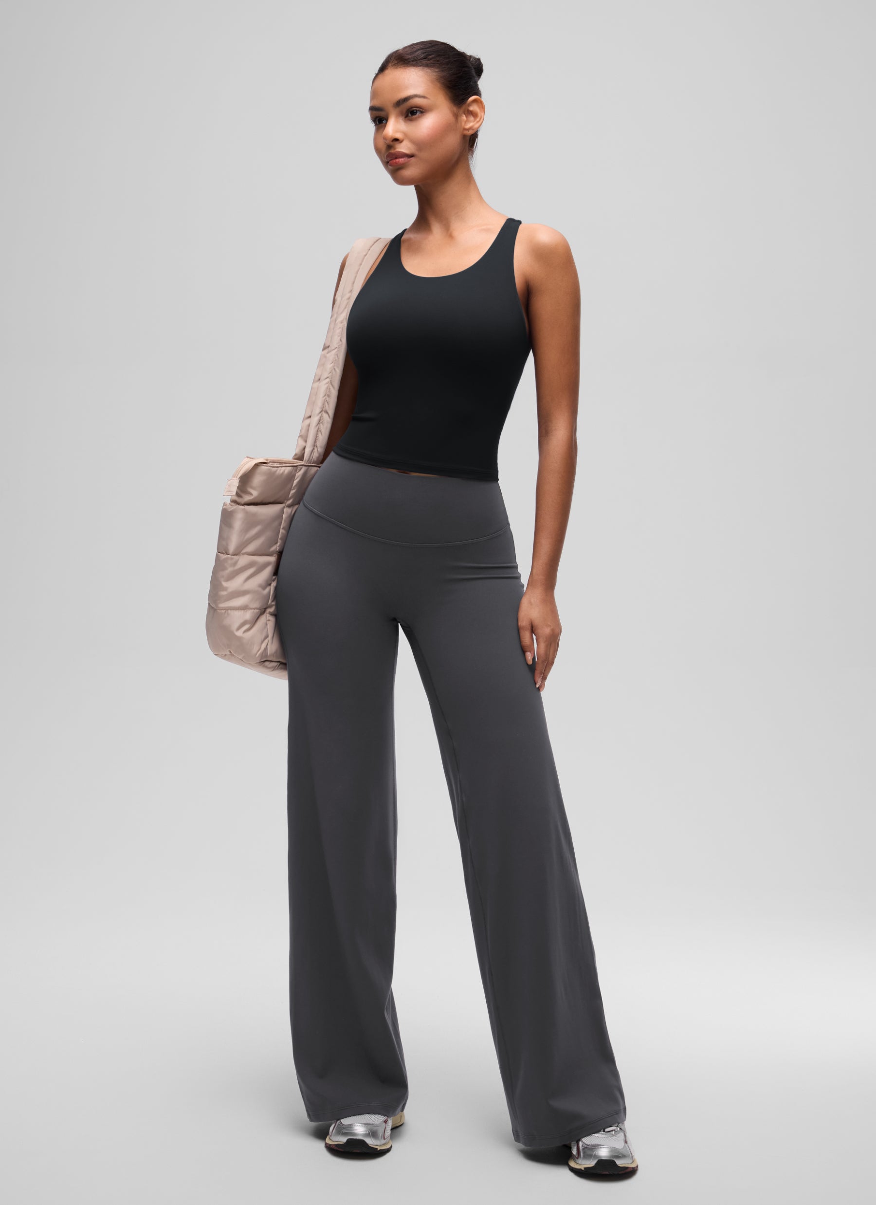 CRZ YOGA Women's Butterluxe Yoga Racerback Crop Built In Bra Tank Black @model_info:T