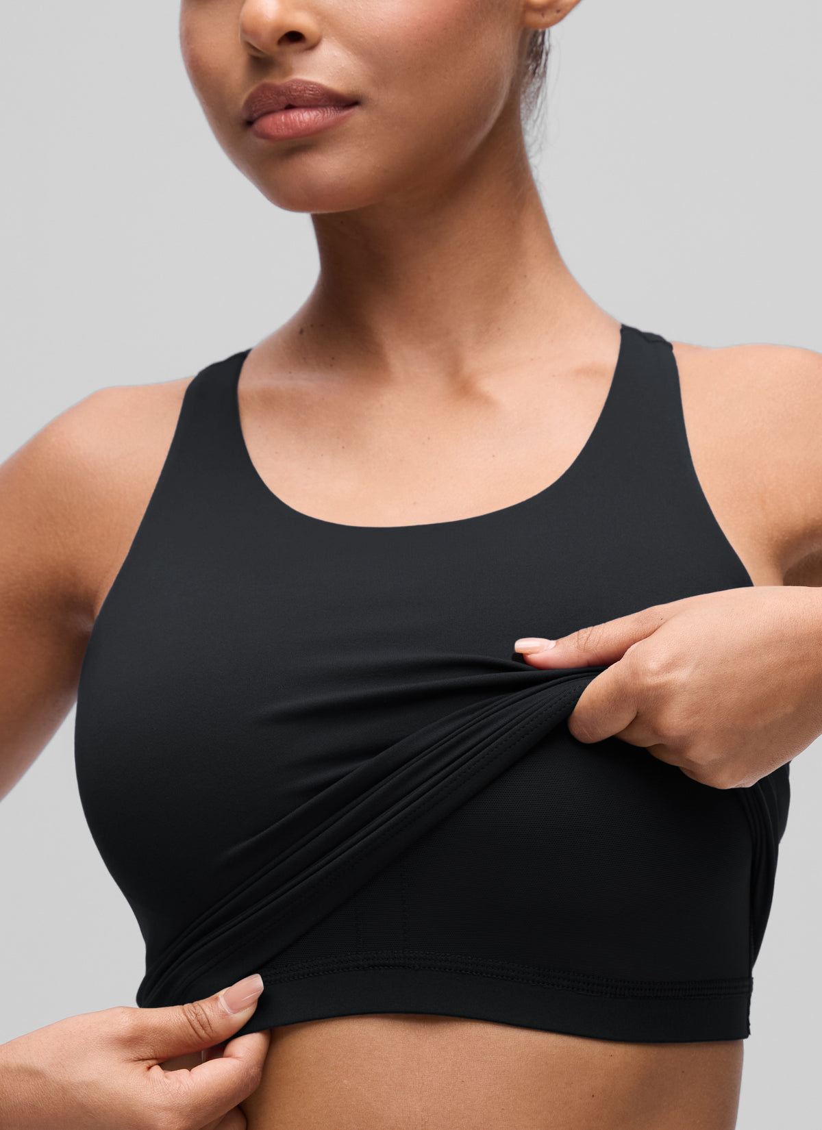 CRZ YOGA Women's Butterluxe Yoga Racerback Crop Built In Bra Tank Black @model_info:T