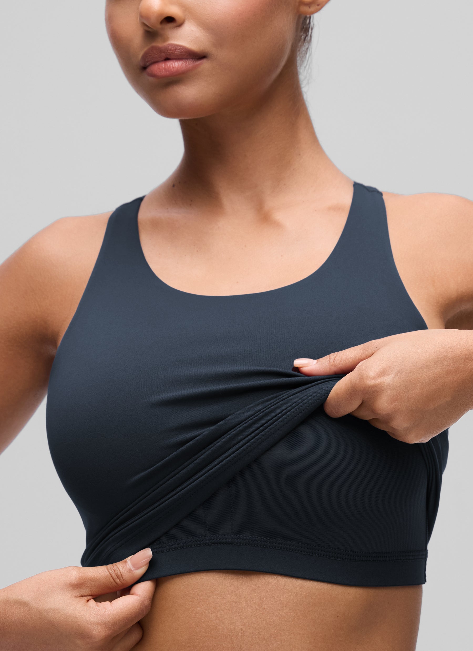 CRZ YOGA Women's Butterluxe Yoga Racerback Crop Built In Bra Tank True Navy @model_info:T