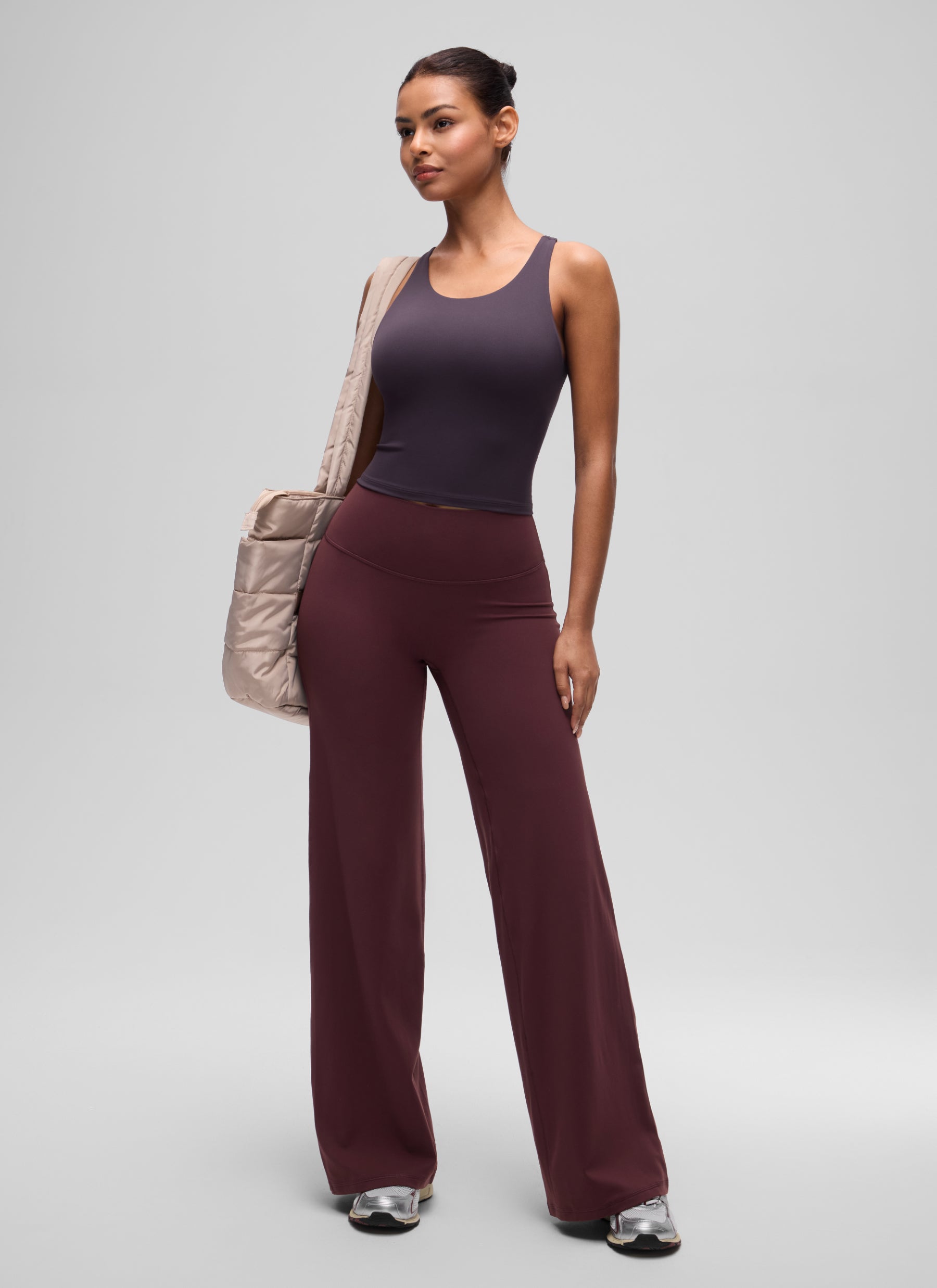 CRZ YOGA Women's Butterluxe Yoga Racerback Crop Built In Bra Tank Atmosphere Purple @model_info:T