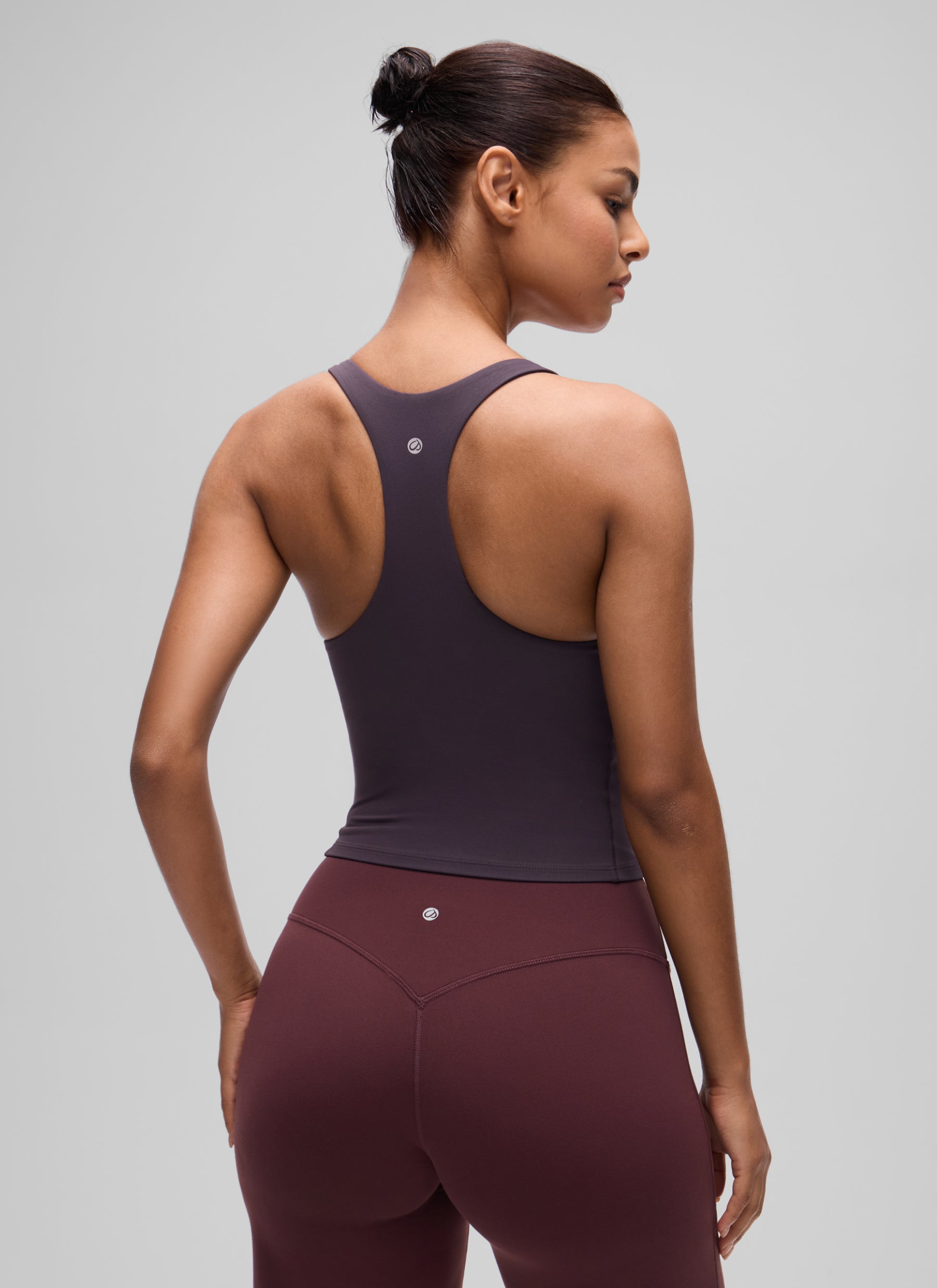 CRZ YOGA Women's Butterluxe Yoga Racerback Crop Built In Bra Tank Atmosphere Purple @model_info:T
