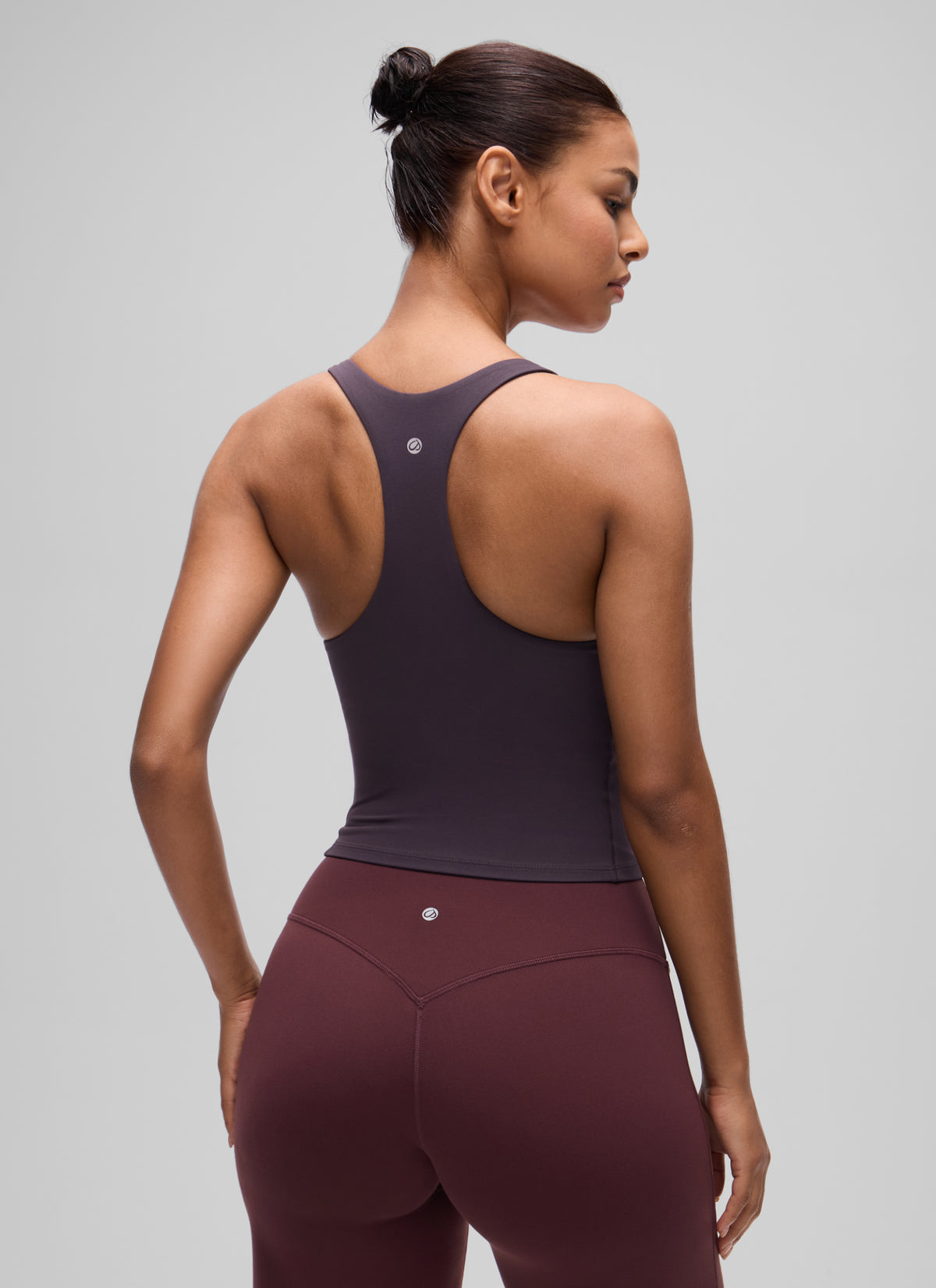 CRZ YOGA Women's Butterluxe Yoga Racerback Crop Built In Bra Tank Atmosphere Purple @model_info:T
