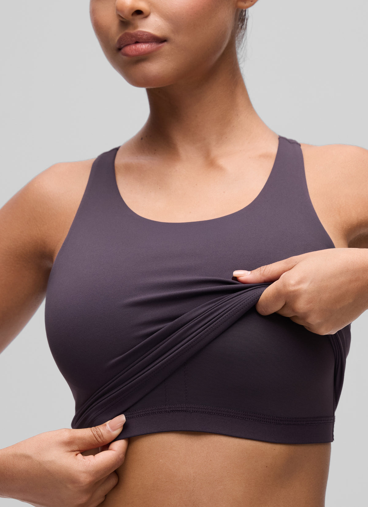 CRZ YOGA Women's Butterluxe Yoga Racerback Crop Built In Bra Tank Atmosphere Purple @model_info:T