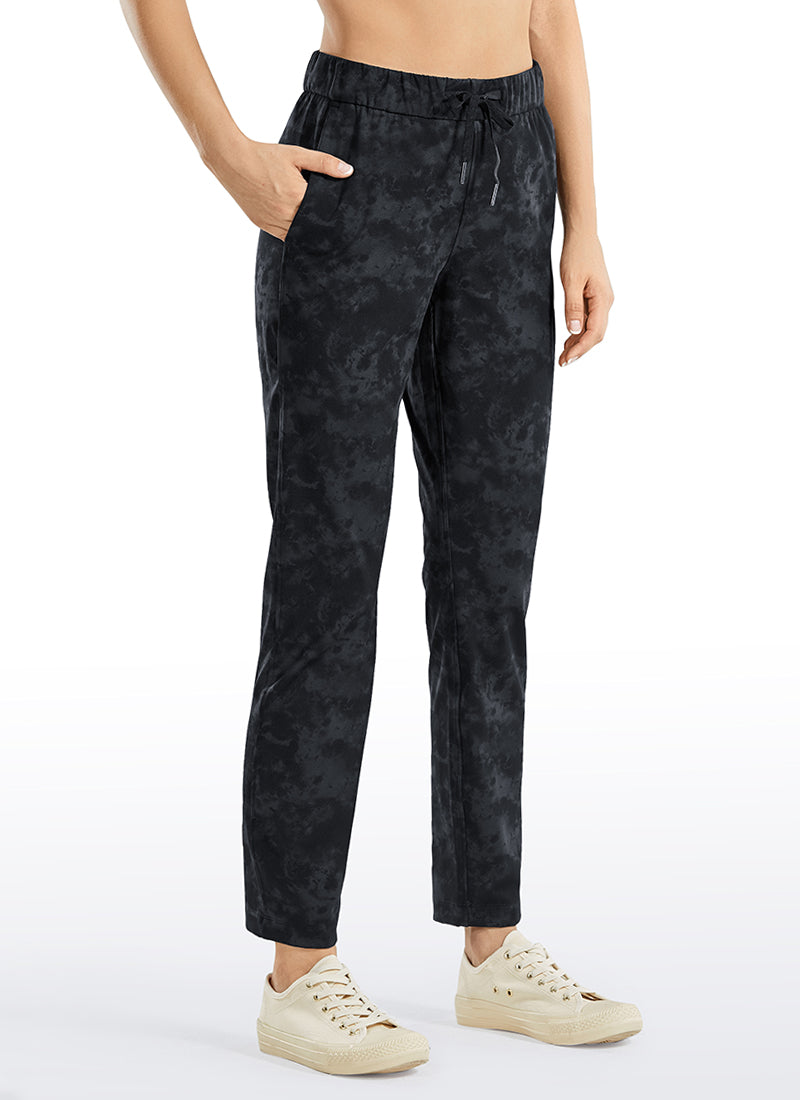 CRZ YOGA Women's Travel Slim Fit Stretch Drawstring 7/8 Pants 27'' Tie Dye Smoke Ink @model_info:L