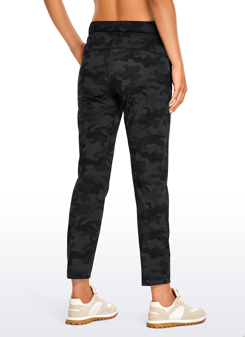 CRZ YOGA Women's Travel Slim Fit Stretch Drawstring 7/8 Pants 27'' Dark grey camouflage @model_info:Lo
