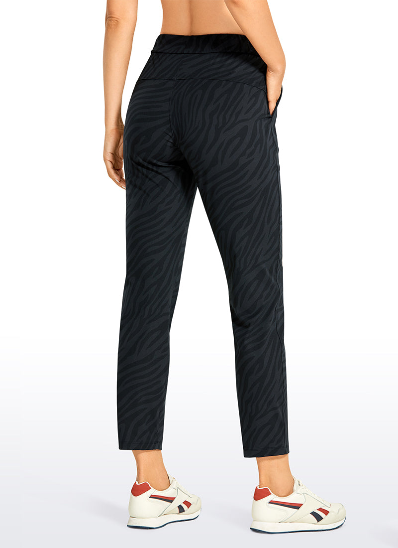 CRZ YOGA Women's Travel Slim Fit Stretch Drawstring 7/8 Pants 27'' Dark Zebra @model_info:N