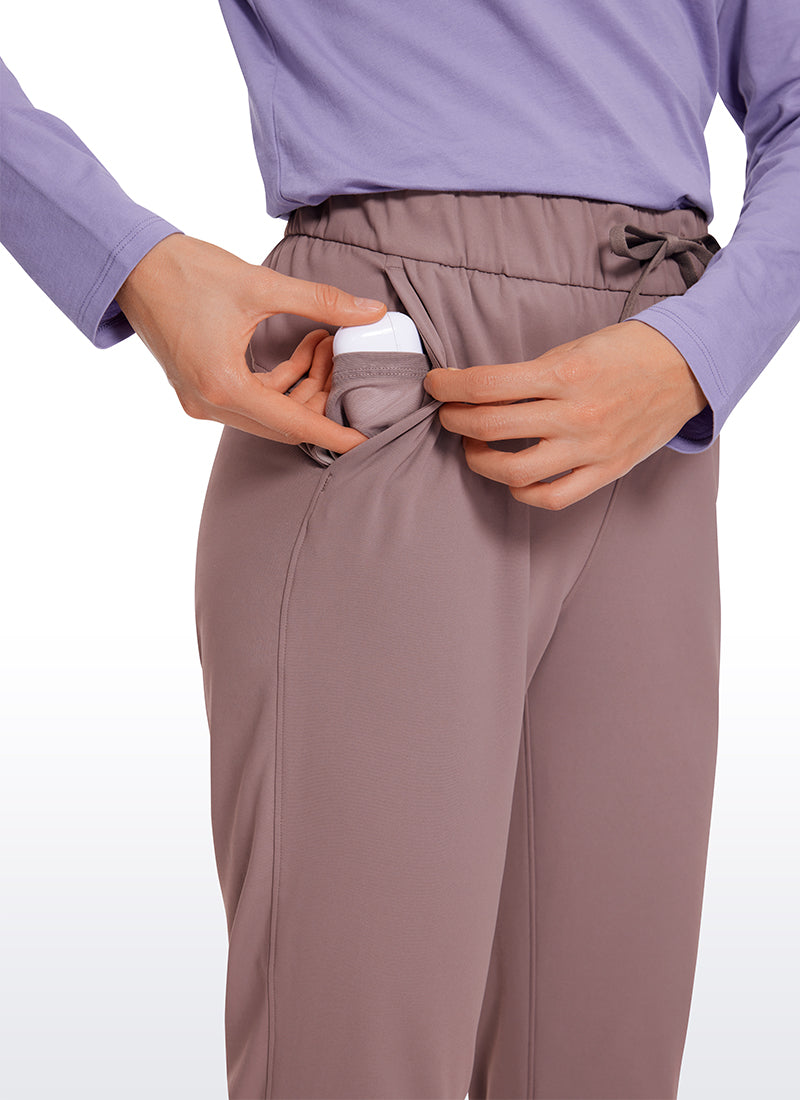 CRZ YOGA Women's Travel Slim Fit Stretch Drawstring 7/8 Pants 27'' Mauve @model_info:Vlad2