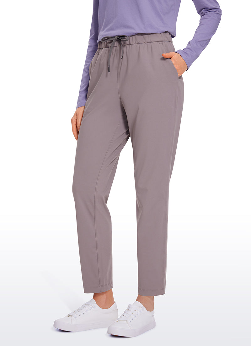CRZ YOGA Women's Travel Slim Fit Stretch Drawstring 7/8 Pants 27'' Lunar Rock @model_info:Vlad2
