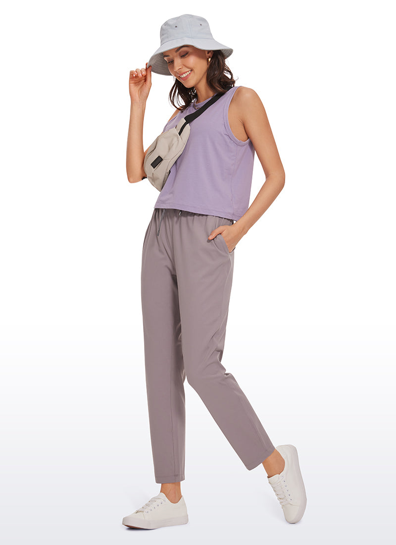 CRZ YOGA Women's Travel Slim Fit Stretch Drawstring 7/8 Pants 27'' Lunar Rock @model_info:Vlad2