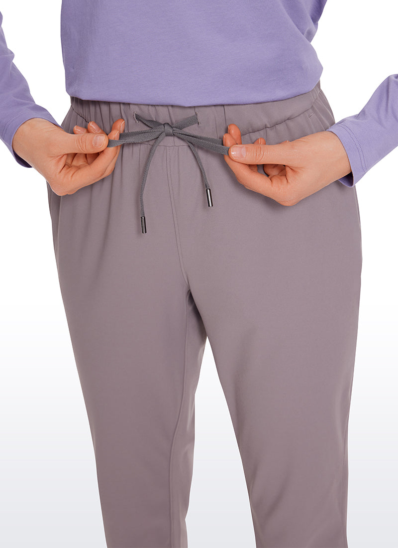 CRZ YOGA Women's Travel Slim Fit Stretch Drawstring 7/8 Pants 27'' Lunar Rock @model_info:Vlad2