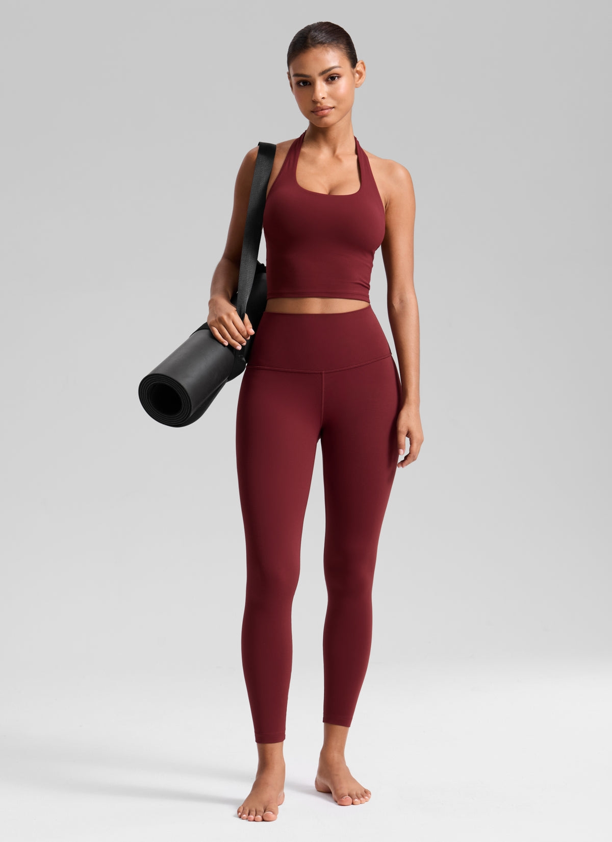 CRZ YOGA Women's Yoga Lounge High Rise Butterluxe Yoga Leggings 25'' Burgundy Bay @model_info:T