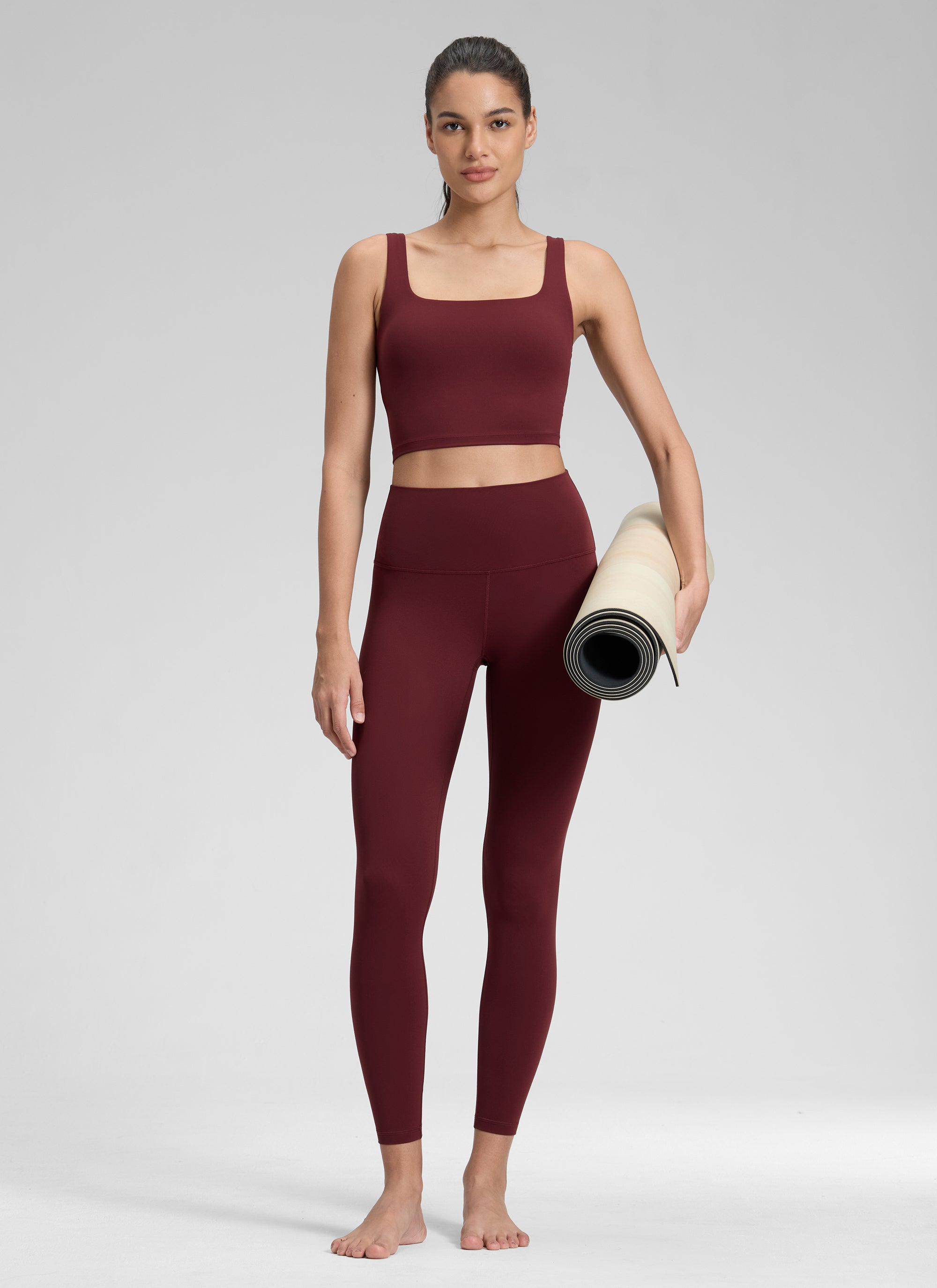 Leggings da yoga da donna CRZ YOGA da lounge a vita alta Butterluxe, 64 cm, Rosso Merlot