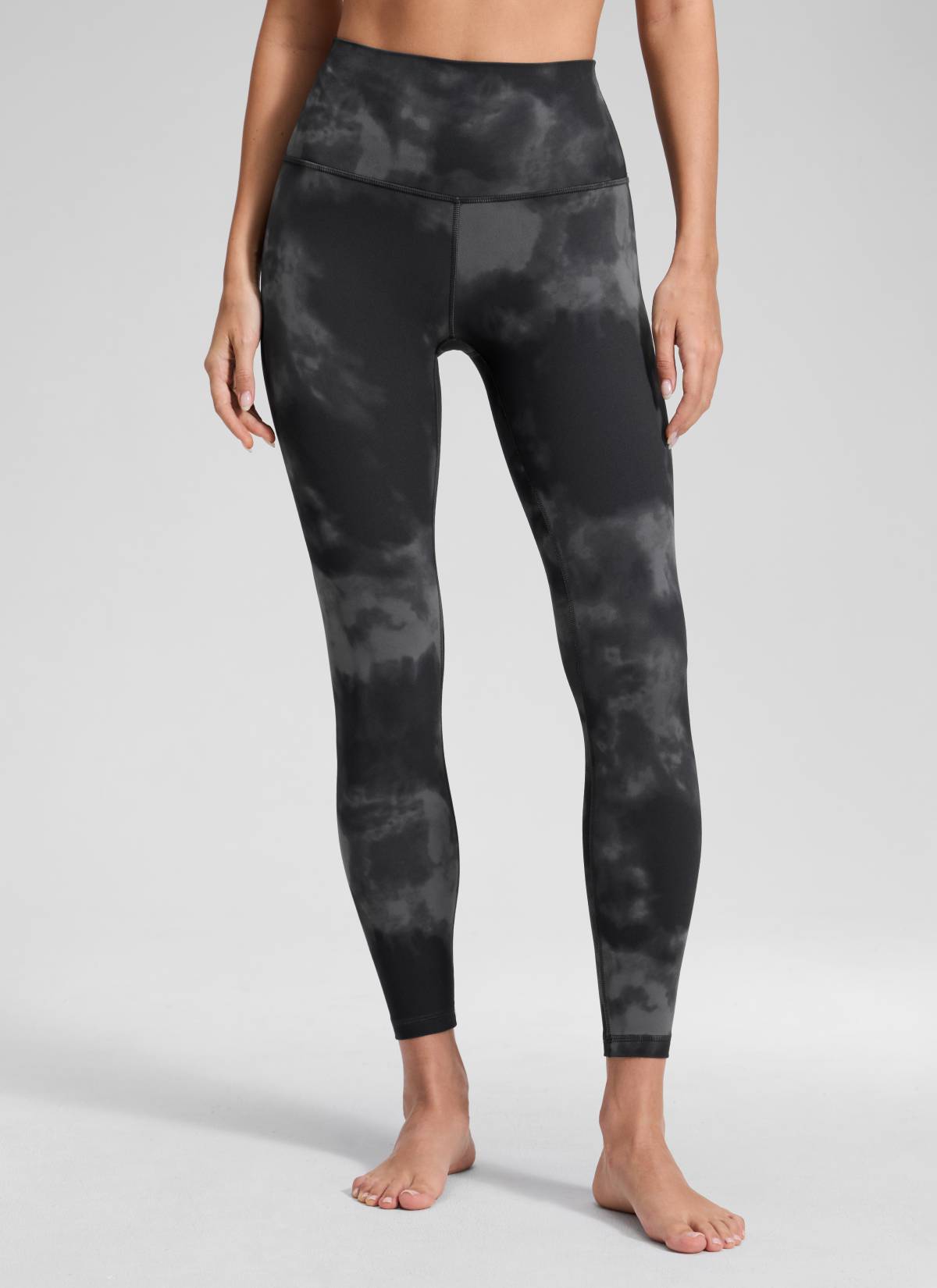 CRZ YOGA - Colanți de yoga pentru femei, model „Yoga Lounge”, talie înaltă, din material Butterluxe, 25'' gri, cu imprimeu floral „tie-dye”
