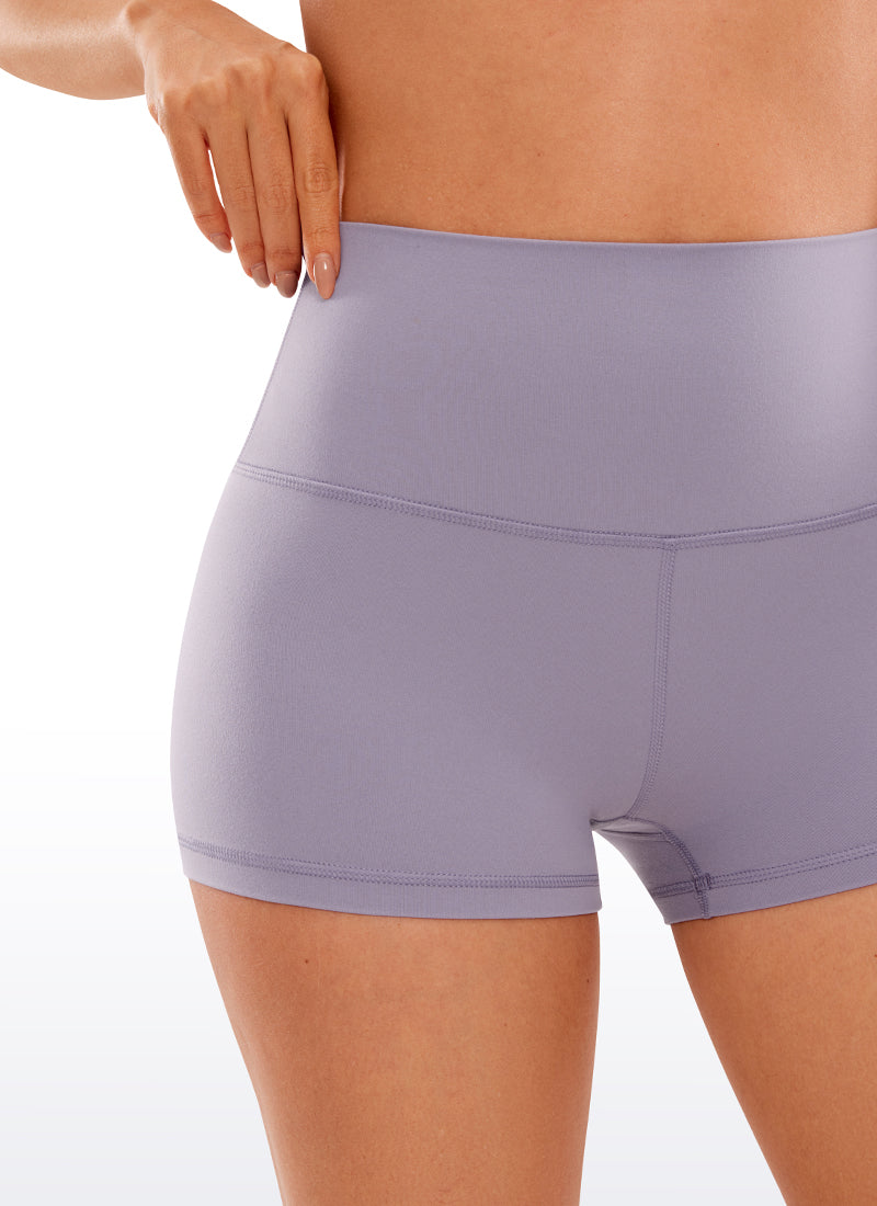 CRZ YOGA Șorturi de yoga pentru femei, cu talie înaltă, model „Booty Butterluxe Biker”, 2,5'', culoare „Lavender Mist”