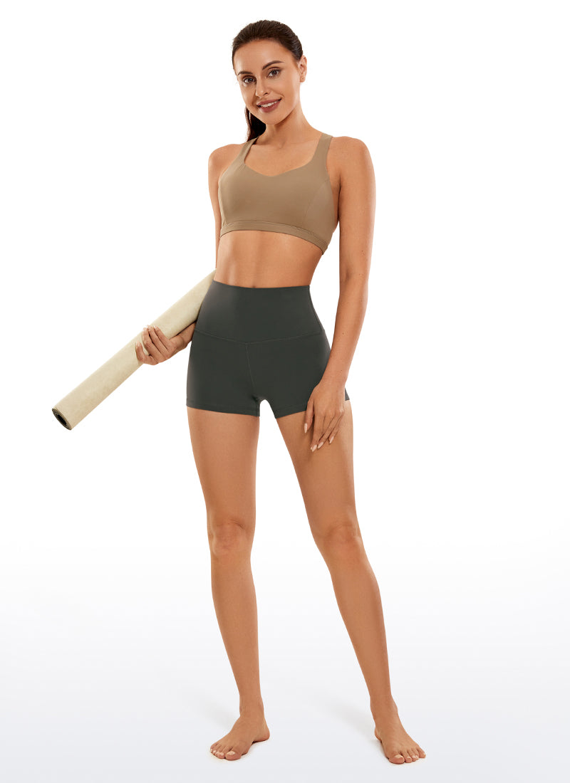 CRZ YOGA – Șorturi de yoga pentru femei, cu talie înaltă, model „Booty Butterluxe Biker”, 2,5'' – Gri-măsliniu