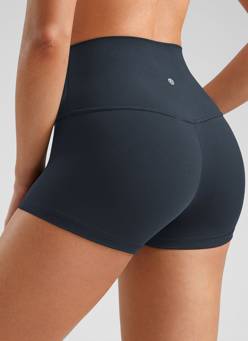 CRZ YOGA Short de cyclisme Butterluxe taille haute sculptant pour femme 6 cm Bleu marine