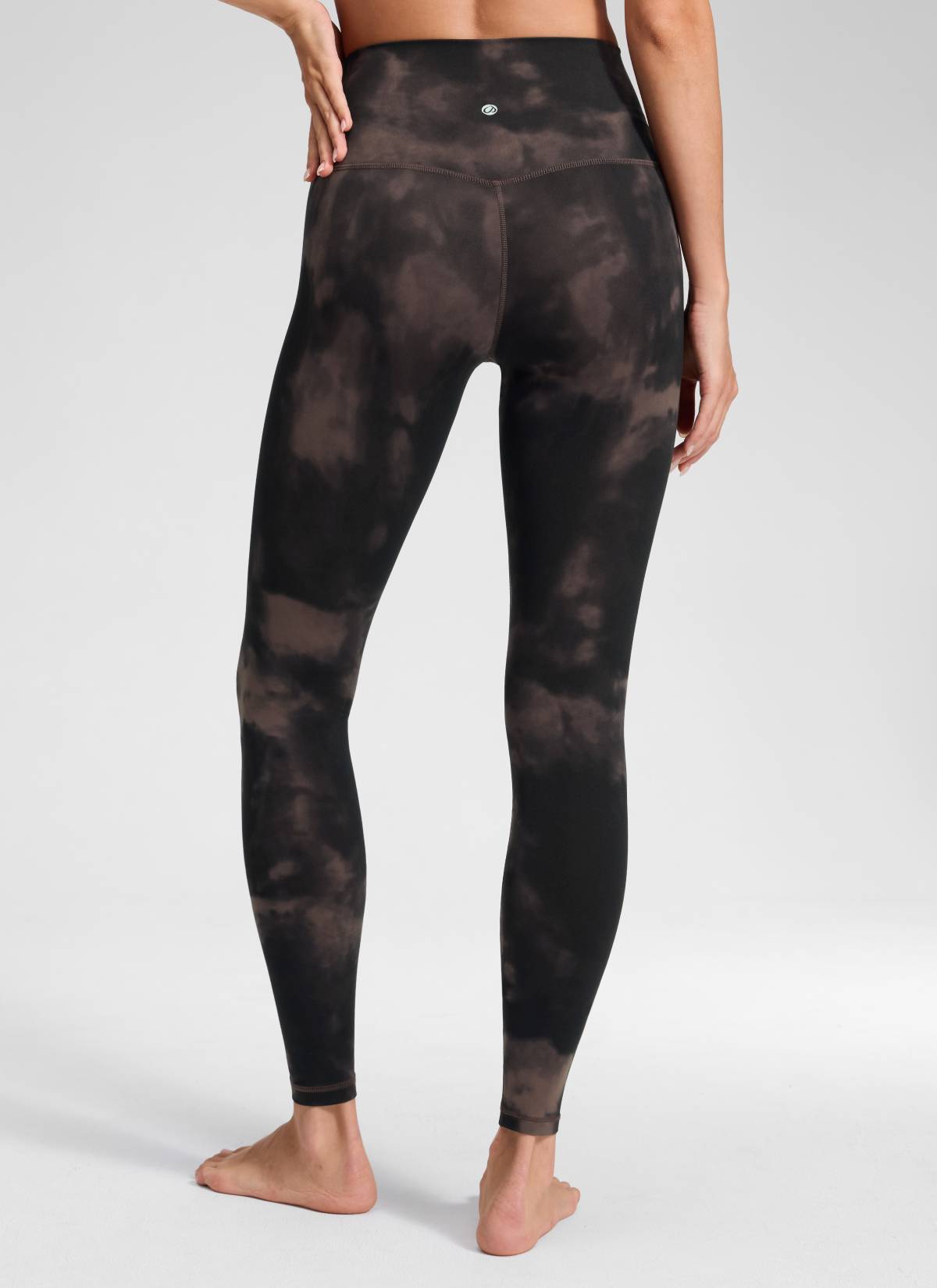 CRZ YOGA Women's Yoga Lounge High Rise Butterluxe Yoga Leggings 28'' Taupe Tie Dye Flowers @model_info:Anna